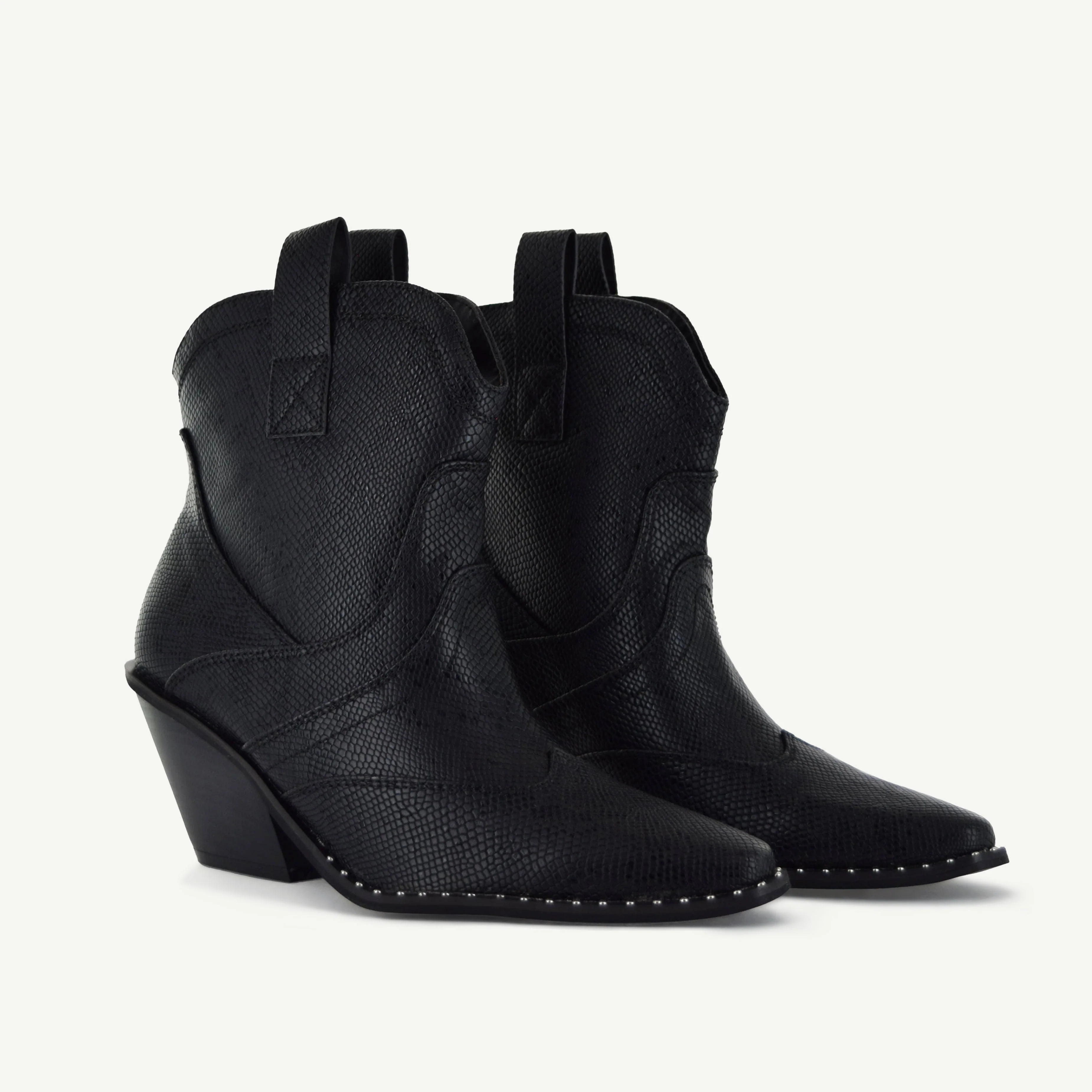 Isabel: Western Bootie - Black Snake - Image 6