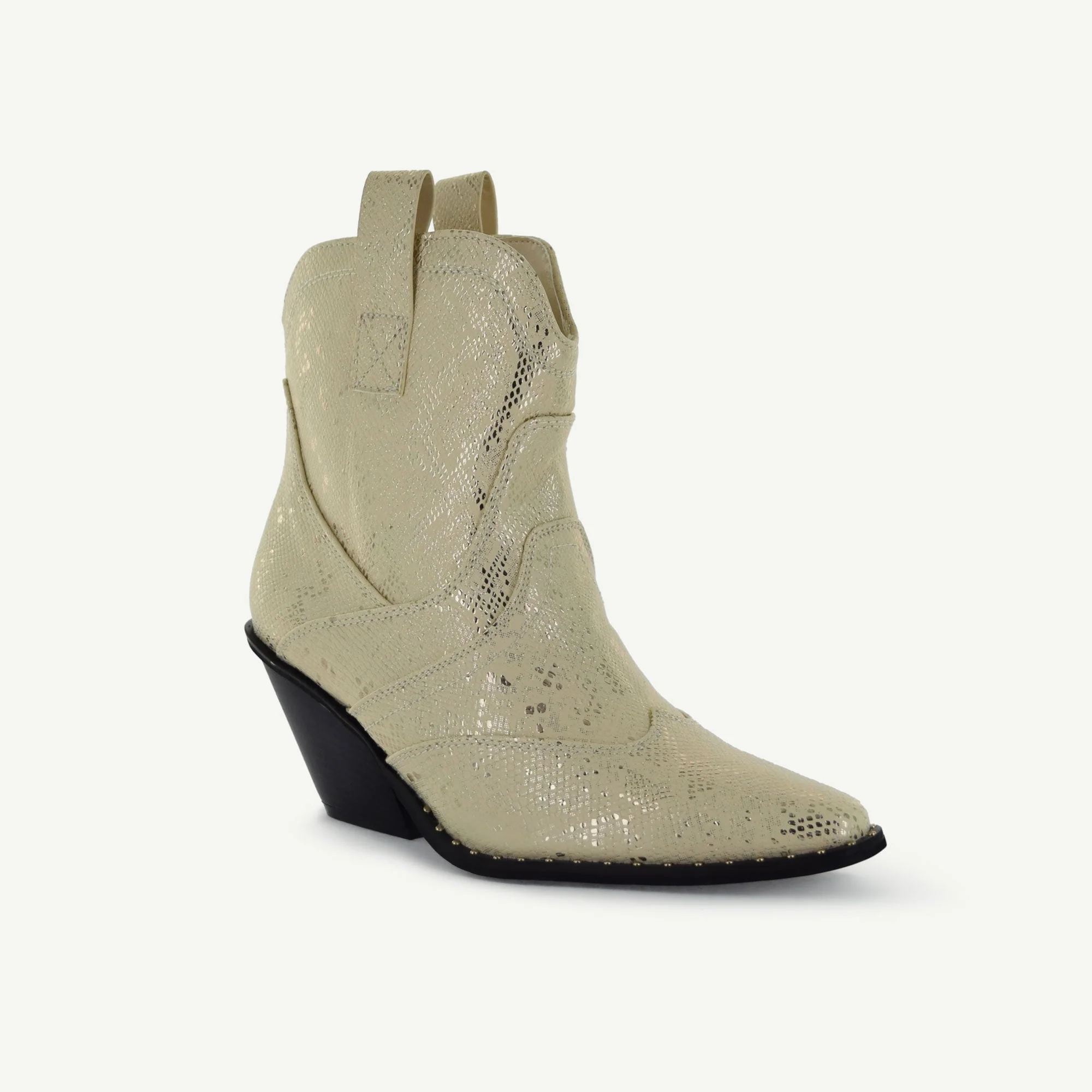 Isabel: Western Bootie - Off-White Snake - Image 2