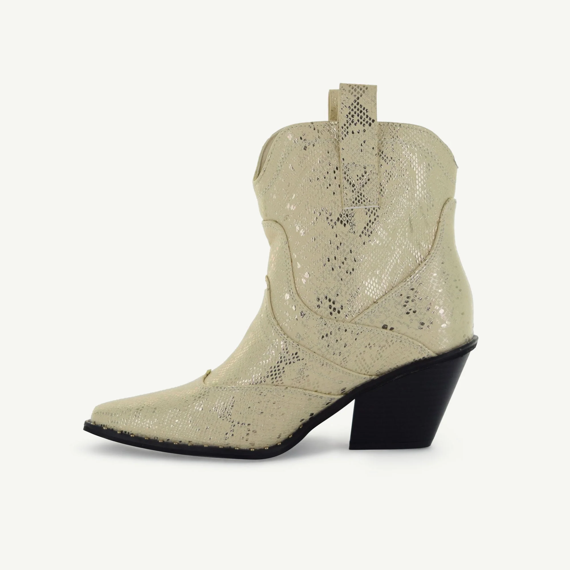 Isabel: Western Bootie - Off-White Snake - Image 3