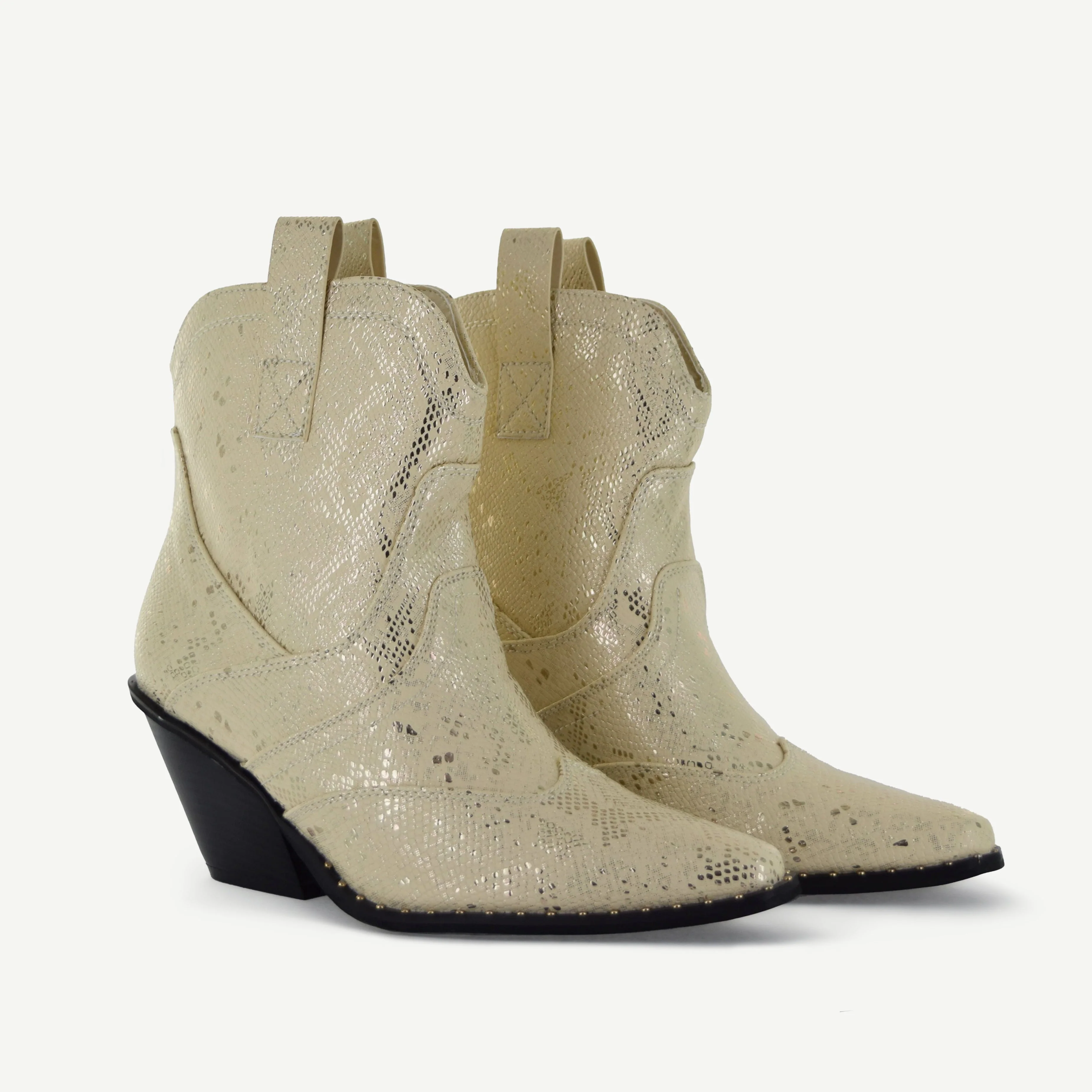 Isabel: Western Bootie - Off-White Snake - Image 6