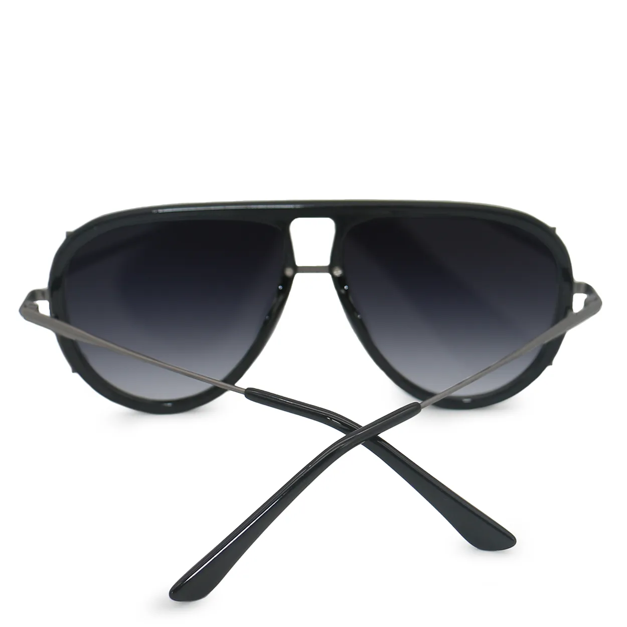 Ivy Luxe - Black Tangle-Free Round Aviator Sunglasses - Image 5