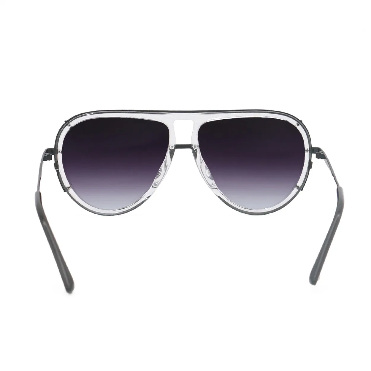 Ivy Luxe - Clear Black Tangle-Free Round Aviator Sunglasses - Image 7