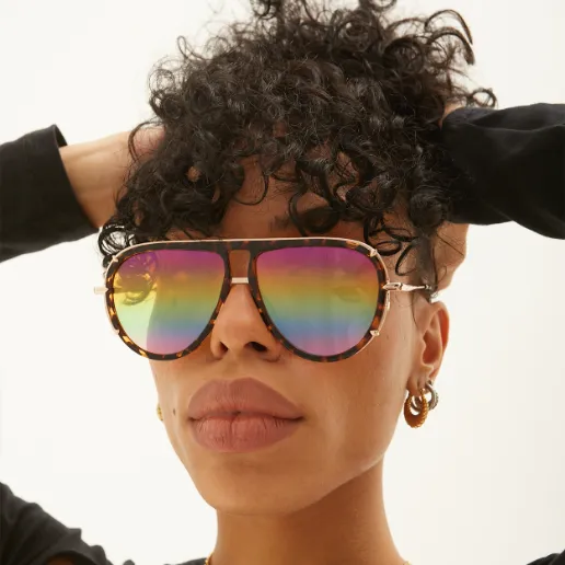 Ivy Luxe - Pride Tangle-Free Round Aviator Sunglasses - Image 3
