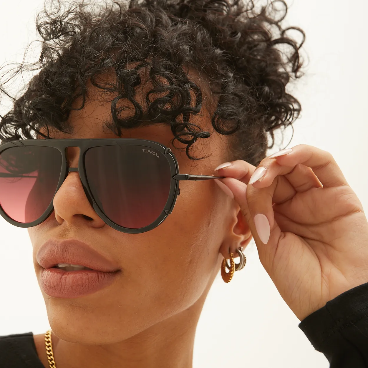 Ivy Luxe - Ruby Tangle-Free Round Aviator Sunglasses - Image 3