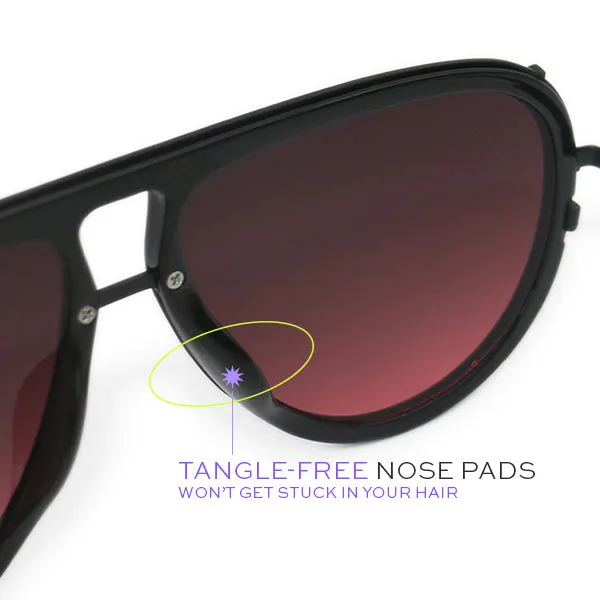 Ivy Luxe - Ruby Tangle-Free Round Aviator Sunglasses - Image 4
