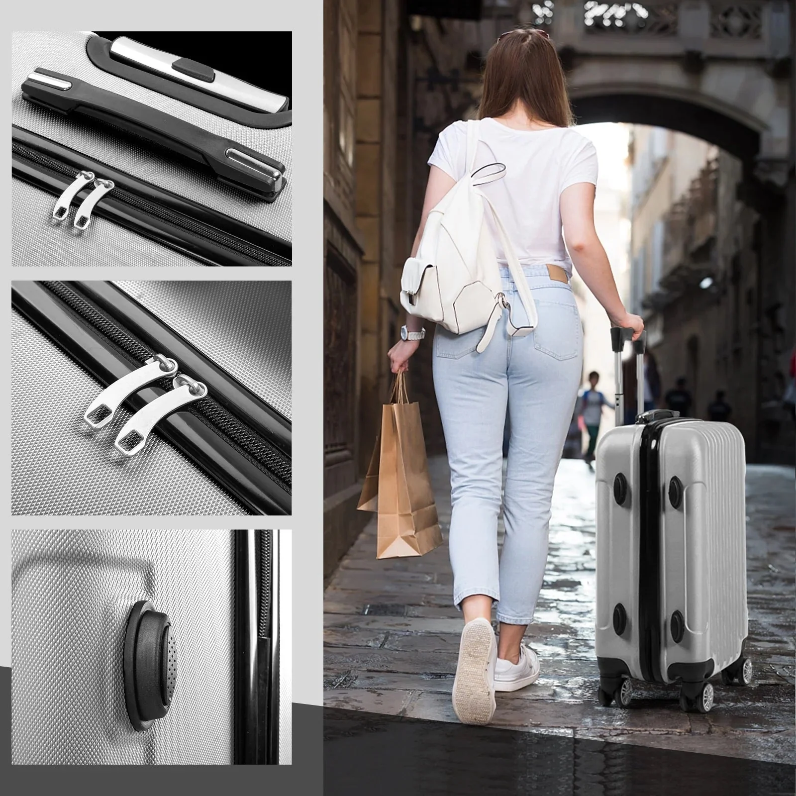 River Soft Shell Expandable 3 Piece Spinner Luggage Set - Image 23