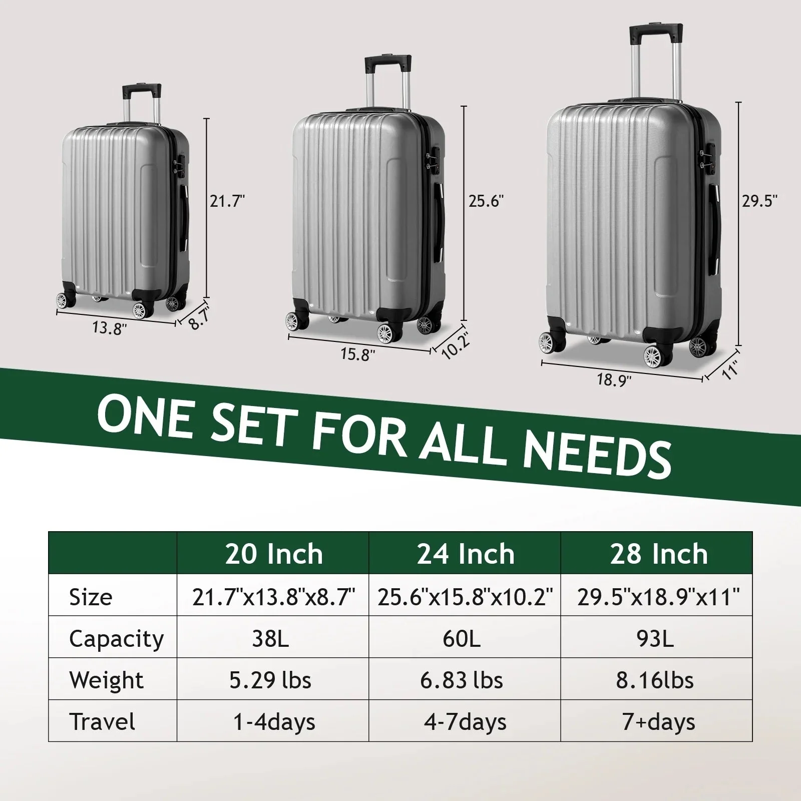 Zane Expandable 3-Piece Spinner Luggage Set with Lock - Image 39