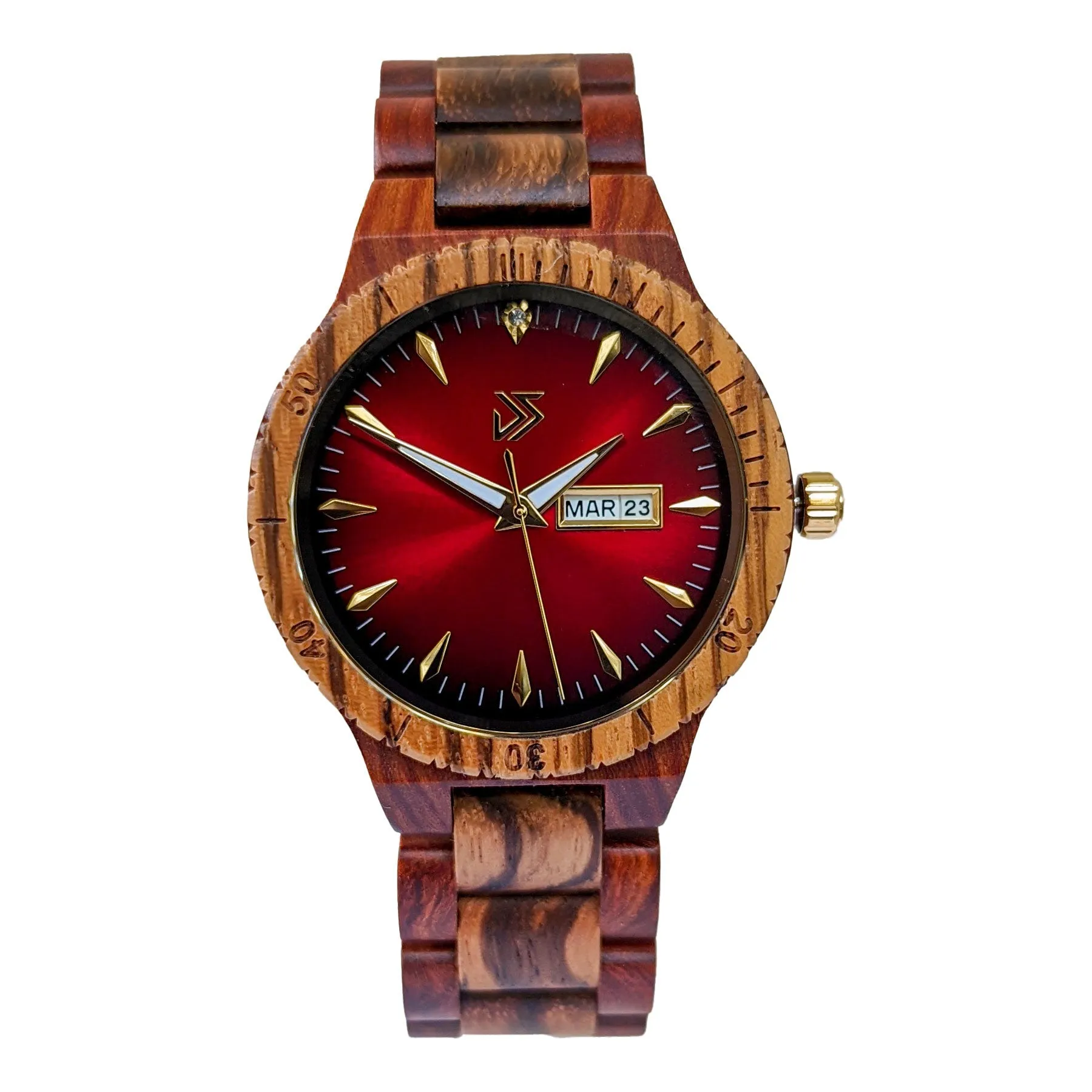 Justo Wooden Men's Watch | Red Brown - Image 2