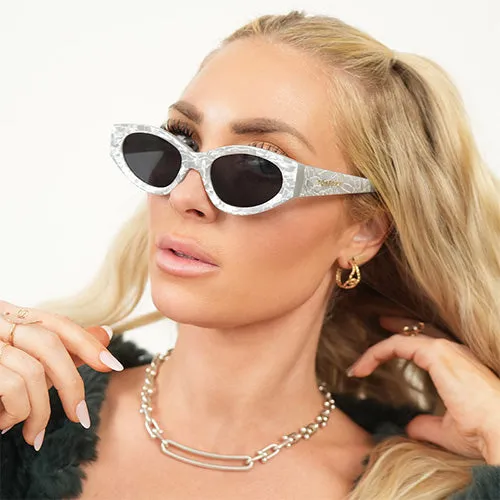 Kat x Money Moves - Silver Cateye Sunglasses - Image 4
