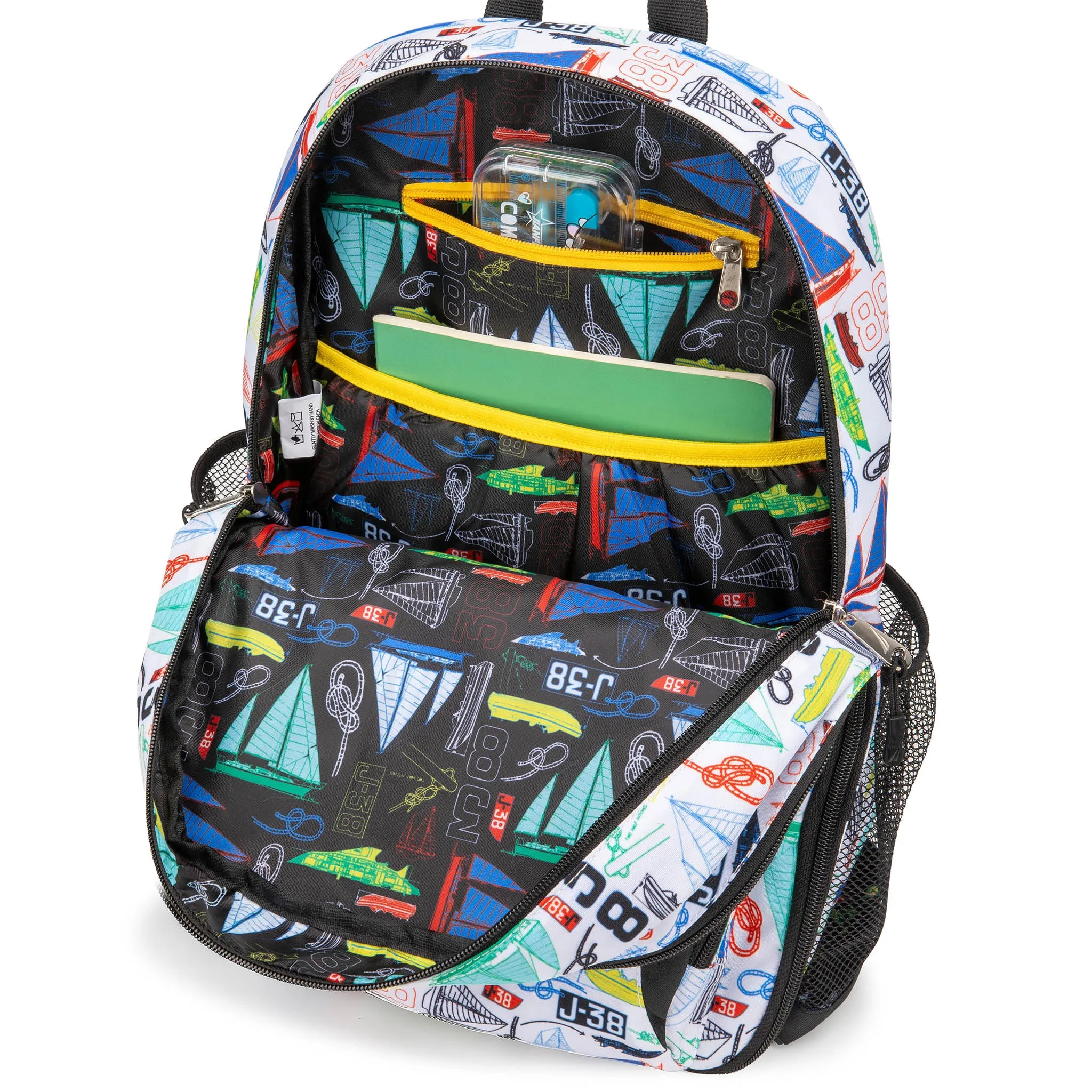 Kids Backpack for School | Sailboats | 16" Tall - Image 3