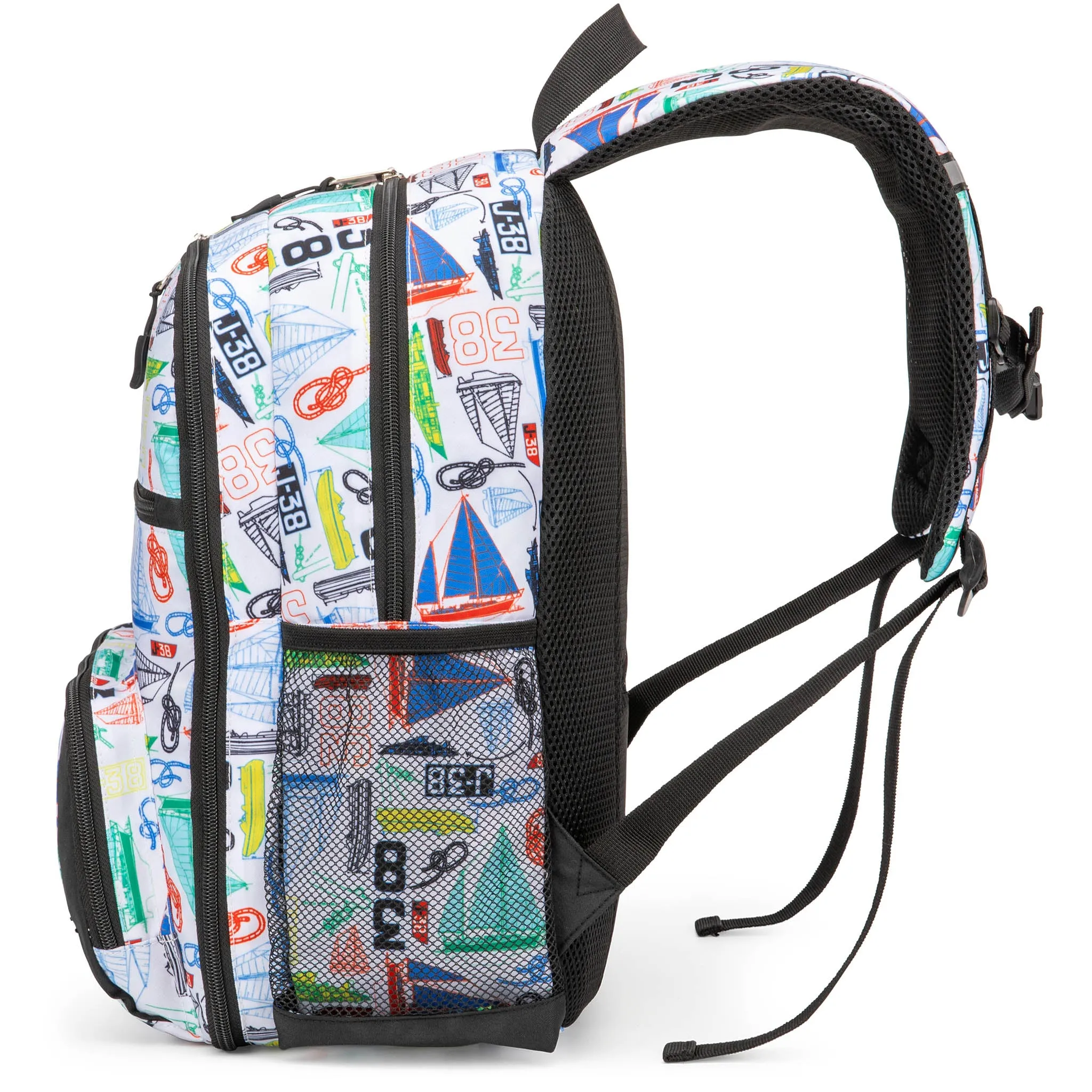 Kids Backpack for School | Sailboats | 16" Tall - Image 4