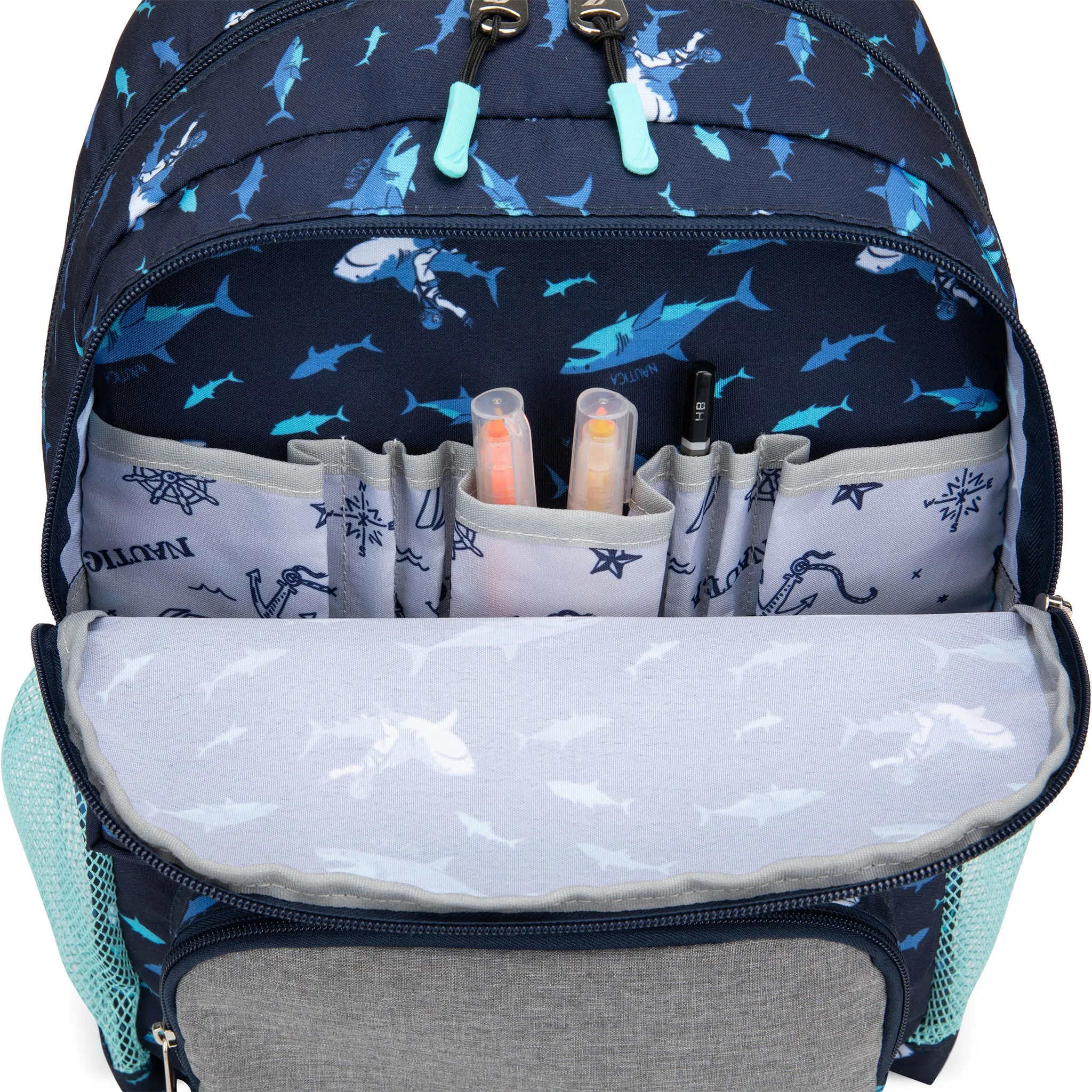 Kids Backpack for School | Shark Riders | 16" Tall - Image 7