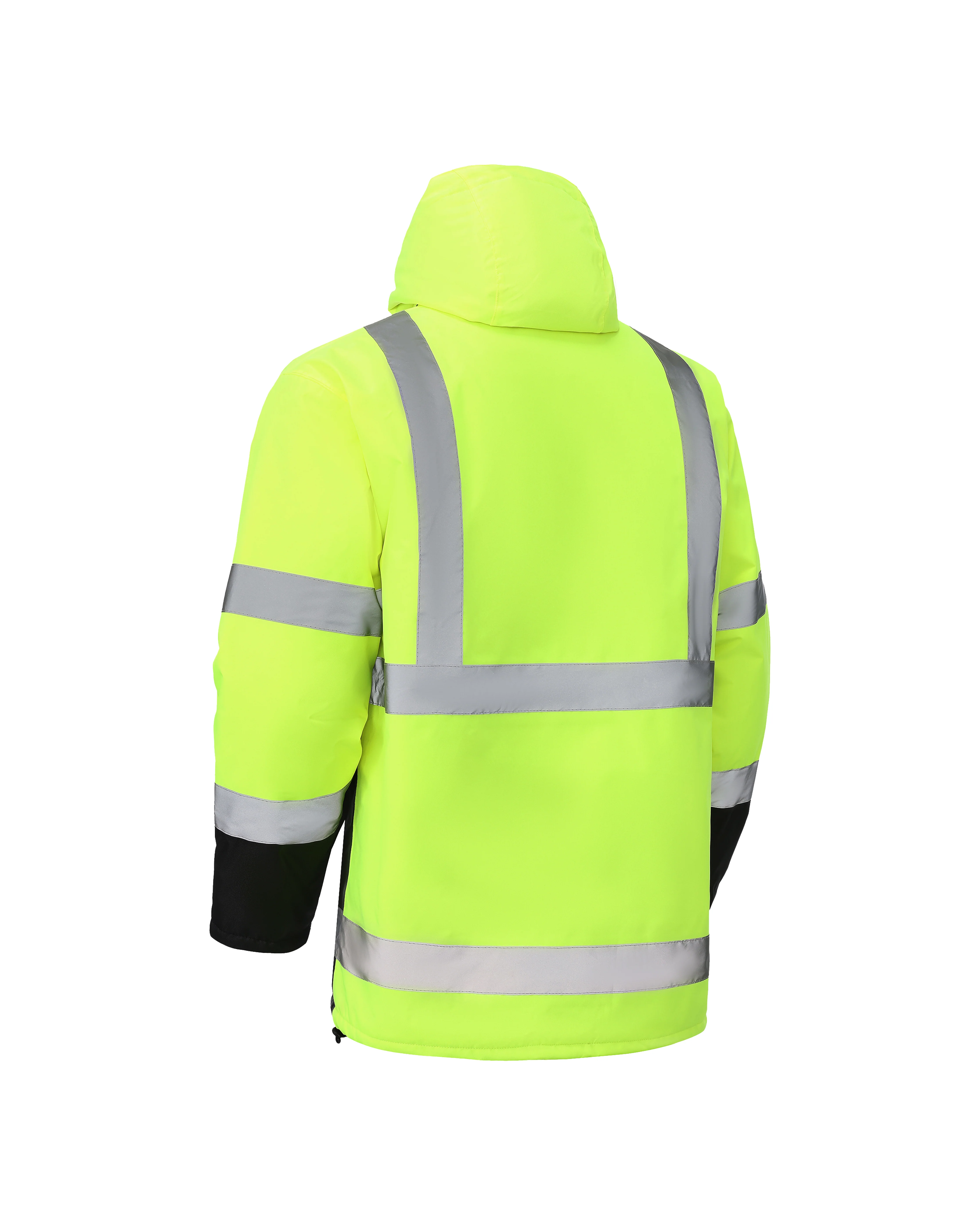 High Visibility Hooded & Quilt Lined ANSI/ISEA 107-2020, Type R, Class 3 Two Tone Water Resistant Neon Safety Jacket [R71300] - Image 4
