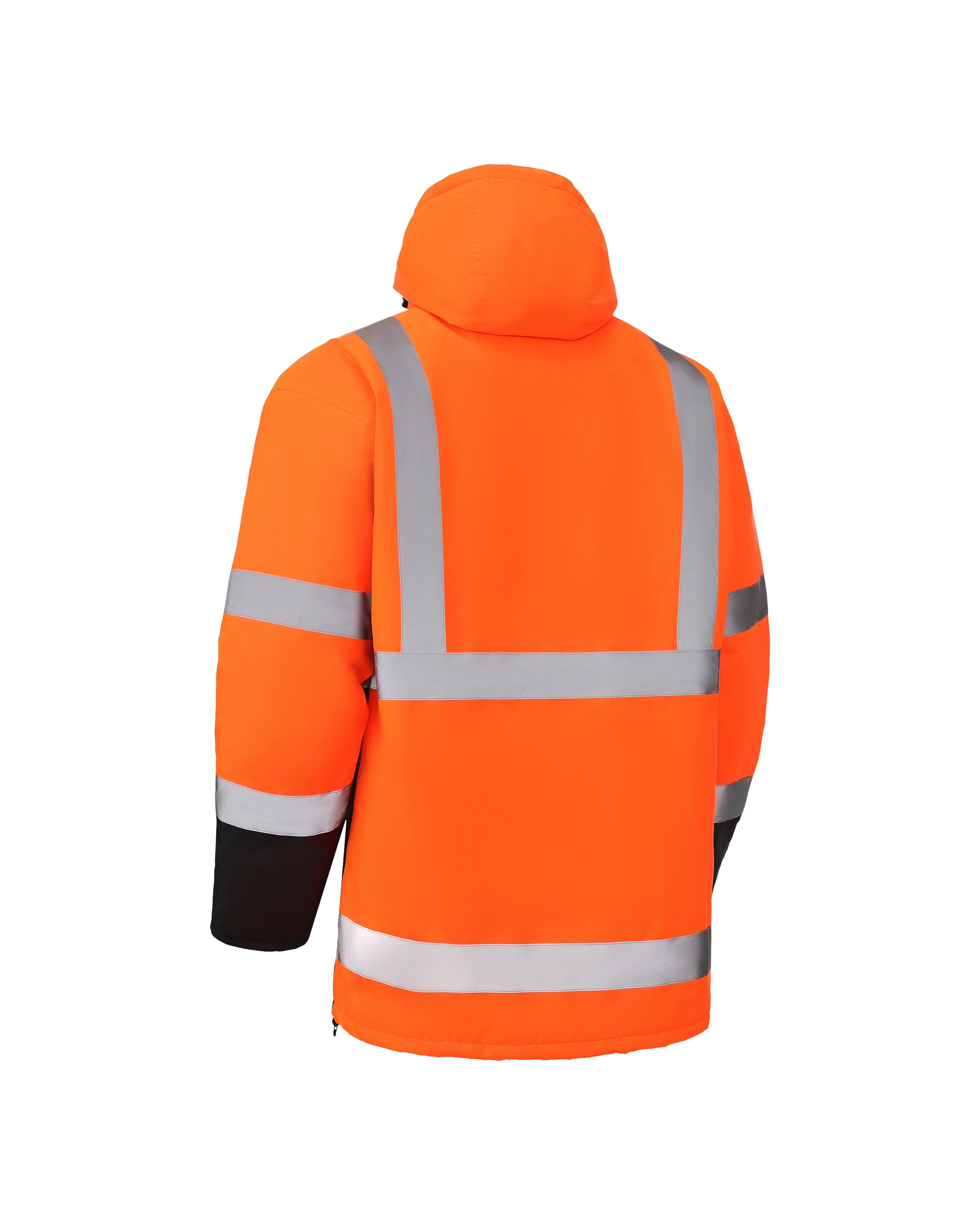High Visibility Hooded & Quilt Lined ANSI/ISEA 107-2020, Type R, Class 3 Two Tone Water Resistant Orange Safety Jacket [R71400] - Image 4