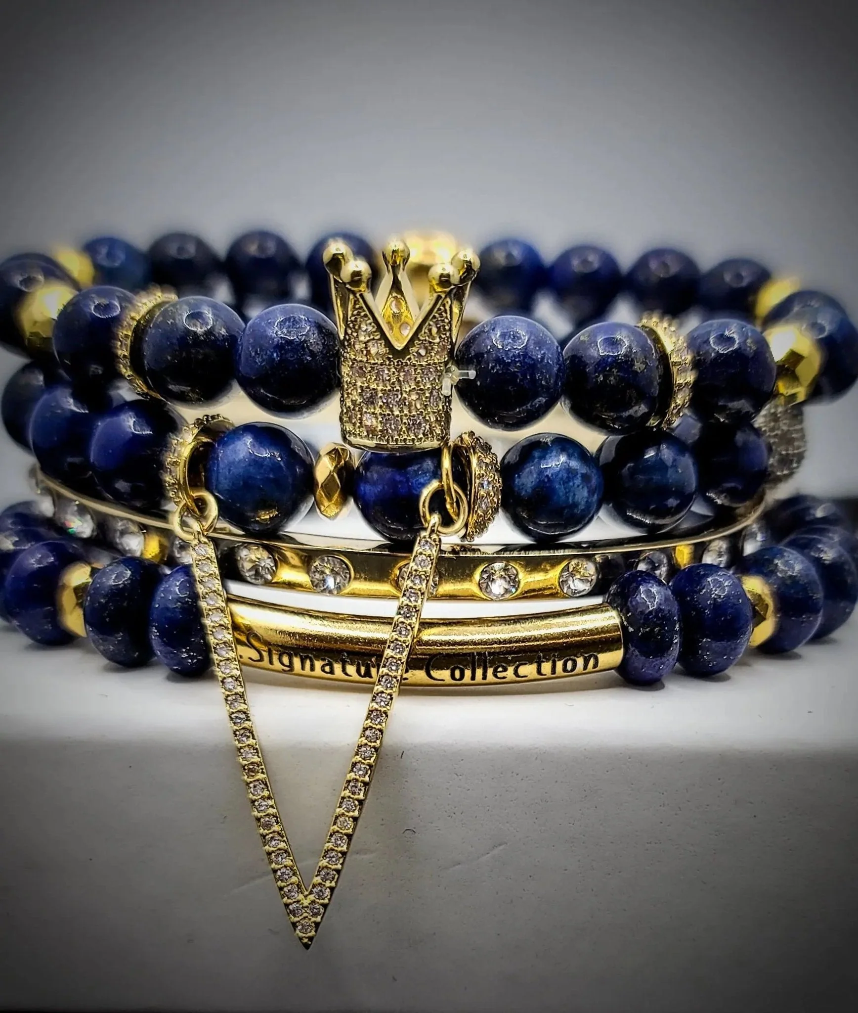 Lapis Lazuli "Royalty" Crown Bracelet set - Image 2