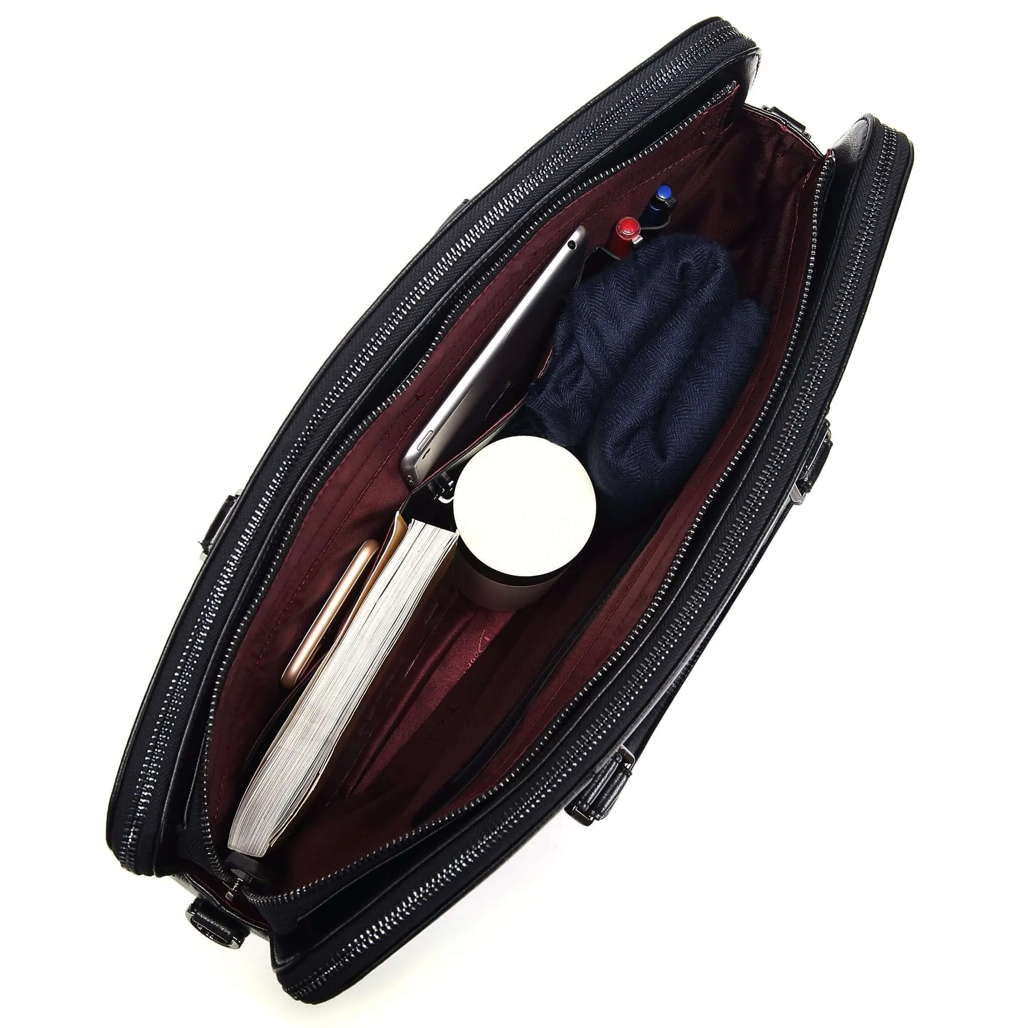 Large Classic Women's Vegan Briefcase 3 - Image 13
