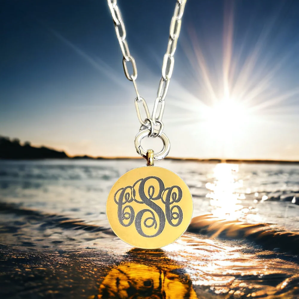 Large Round Monogram Necklace - Image 2