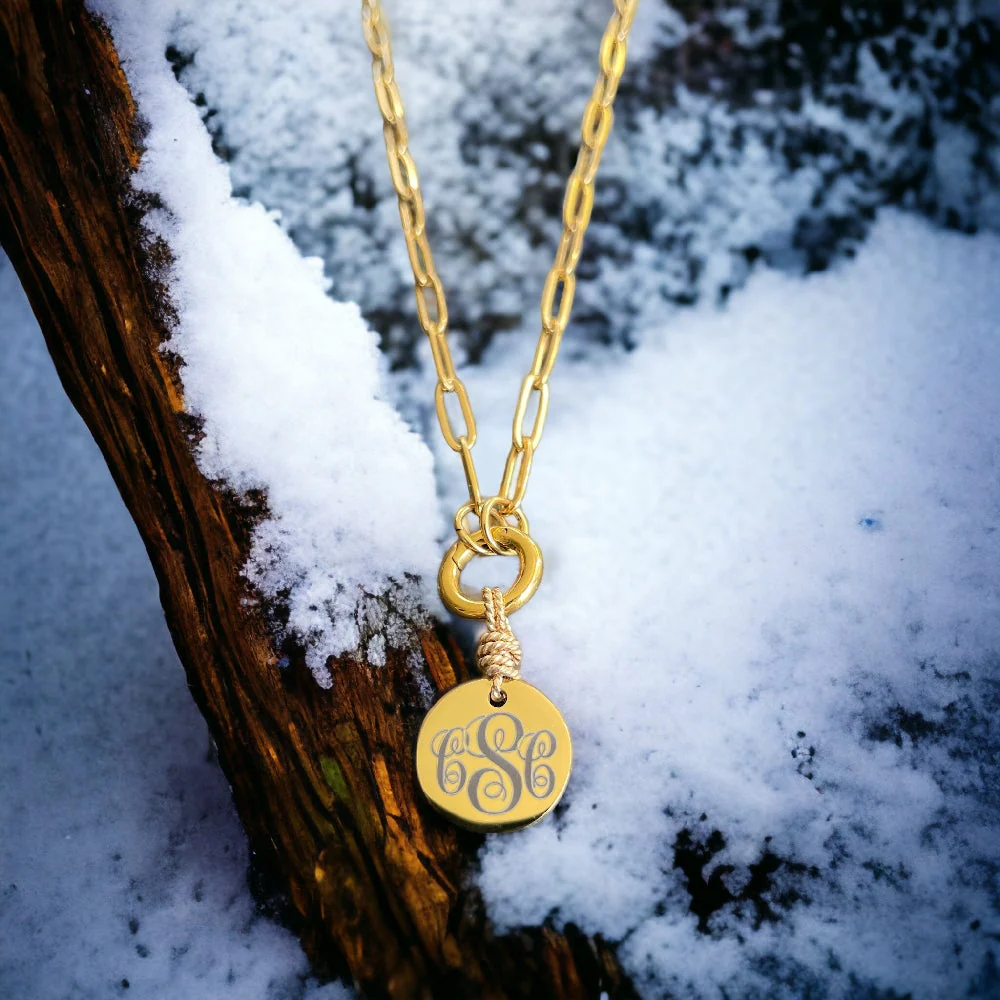 Large Round Monogram Necklace - Image 3