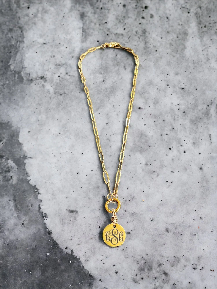Large Round Monogram Necklace - Image 5