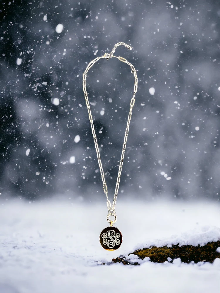 Large Round Monogram Necklace - Image 7