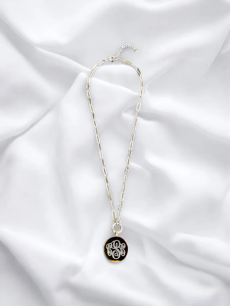 Large Round Monogram Necklace - Image 8