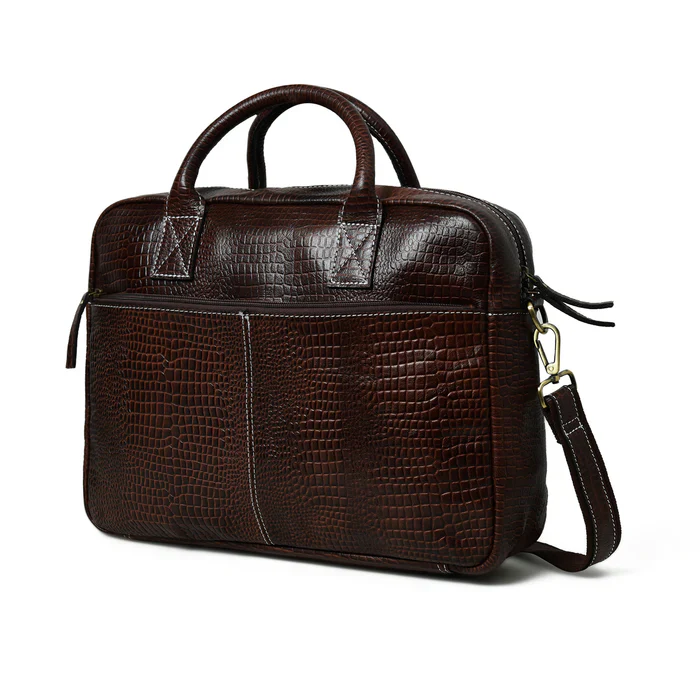 Laurent Leather Briefcase- Dark Brown - Image 2