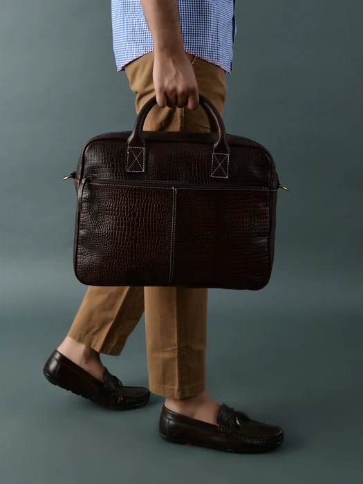 Laurent Leather Briefcase- Dark Brown - Image 5