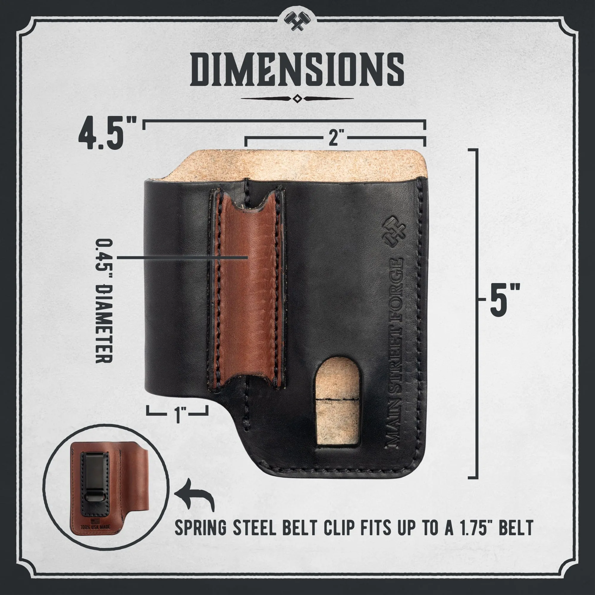 Leather EDC Pouch - Belt clip Multitool, Flashlight & Pen Sheath - Image 3
