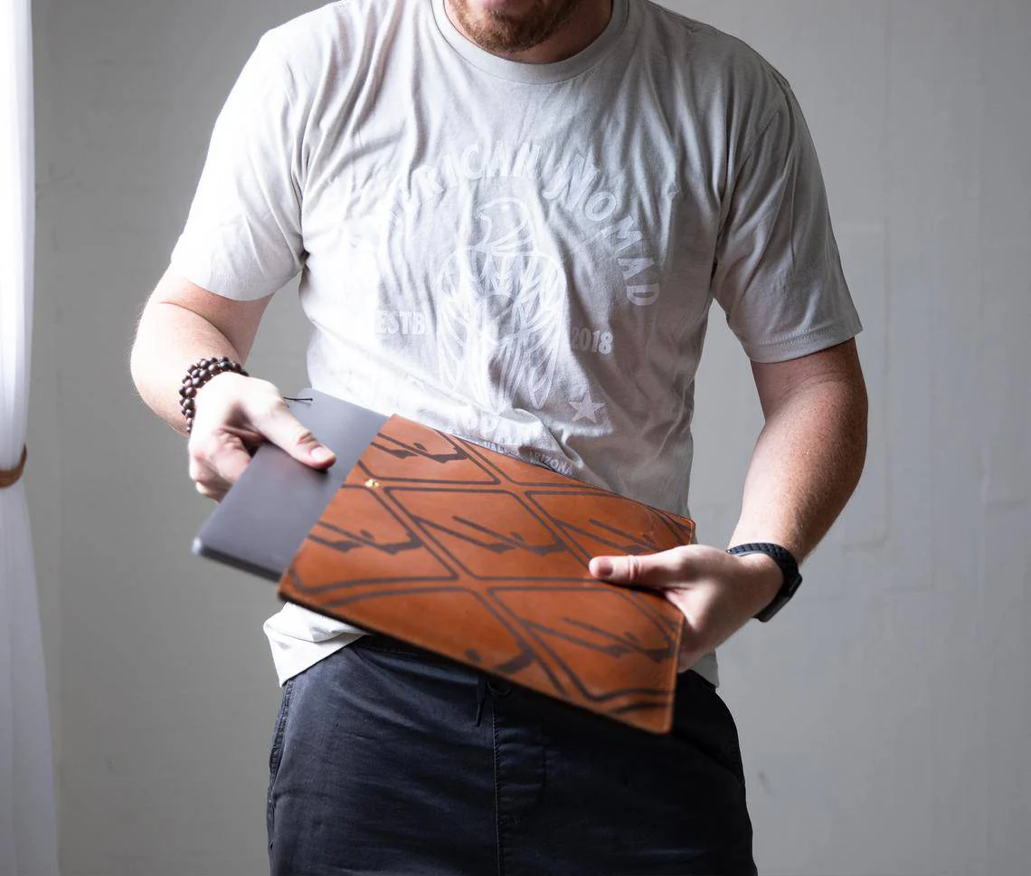 Premium Leather Laptop Sleeve for Travel - Image 5