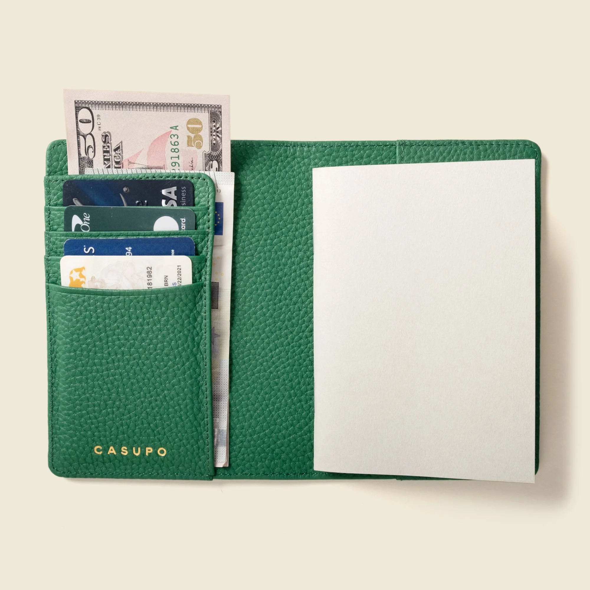 Leather Passport Wallet with RFID - Green - Image 2