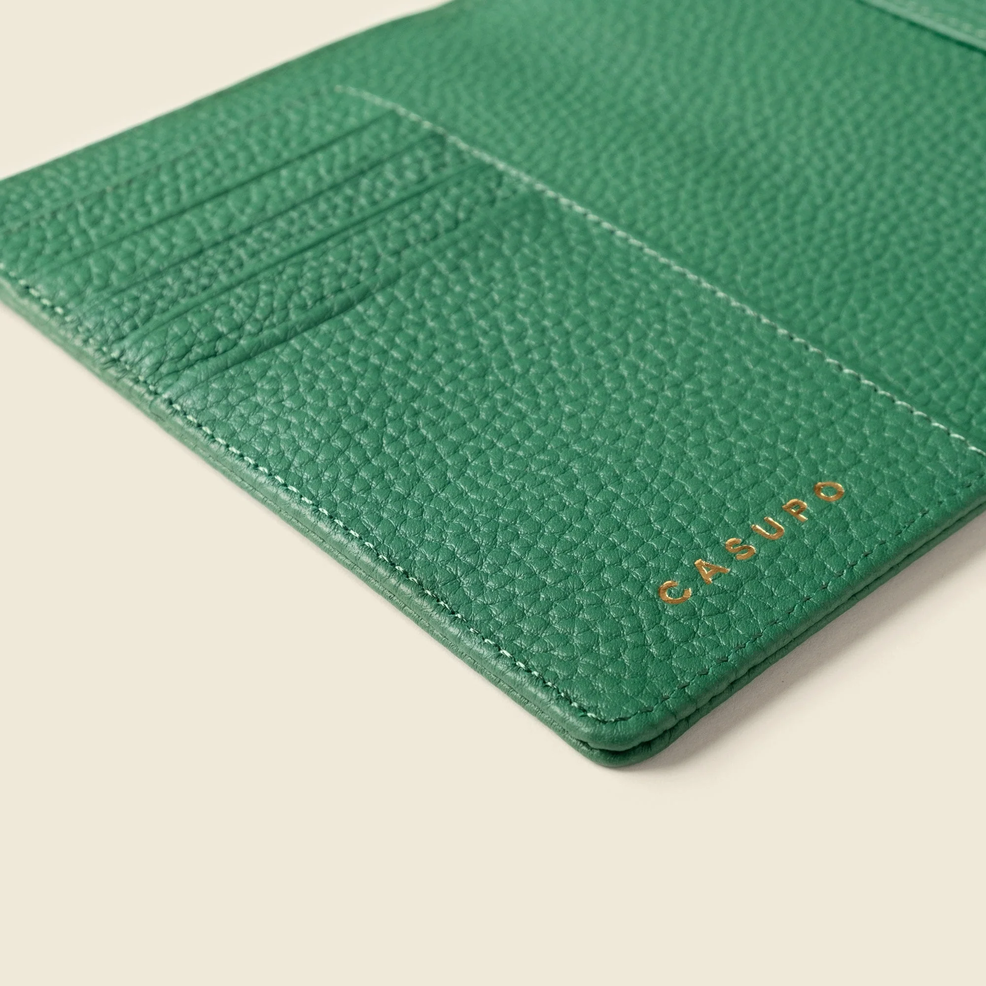 Leather Passport Wallet with RFID - Green - Image 4