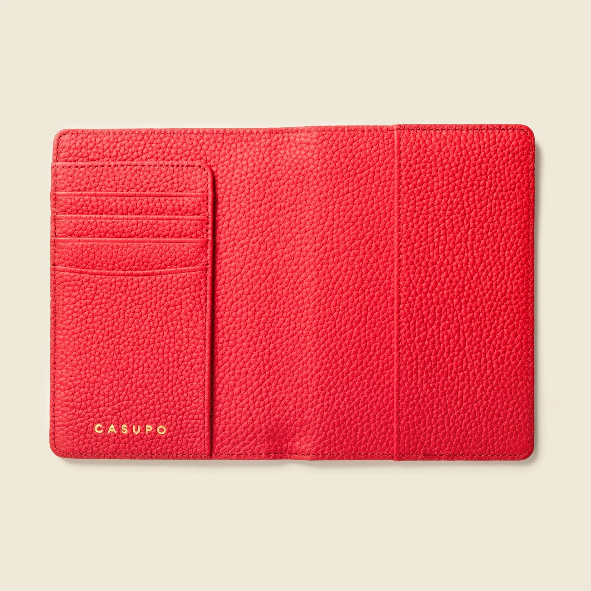 Leather Passport Wallet with RFID - Red - Image 3