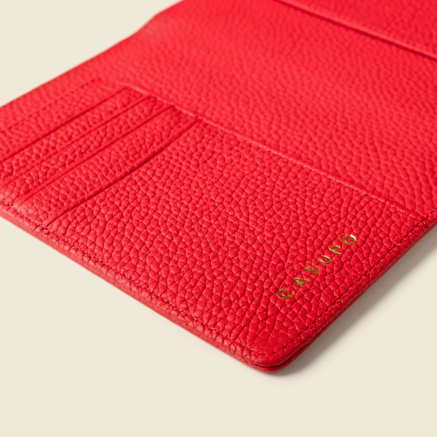 Leather Passport Wallet with RFID - Red - Image 6