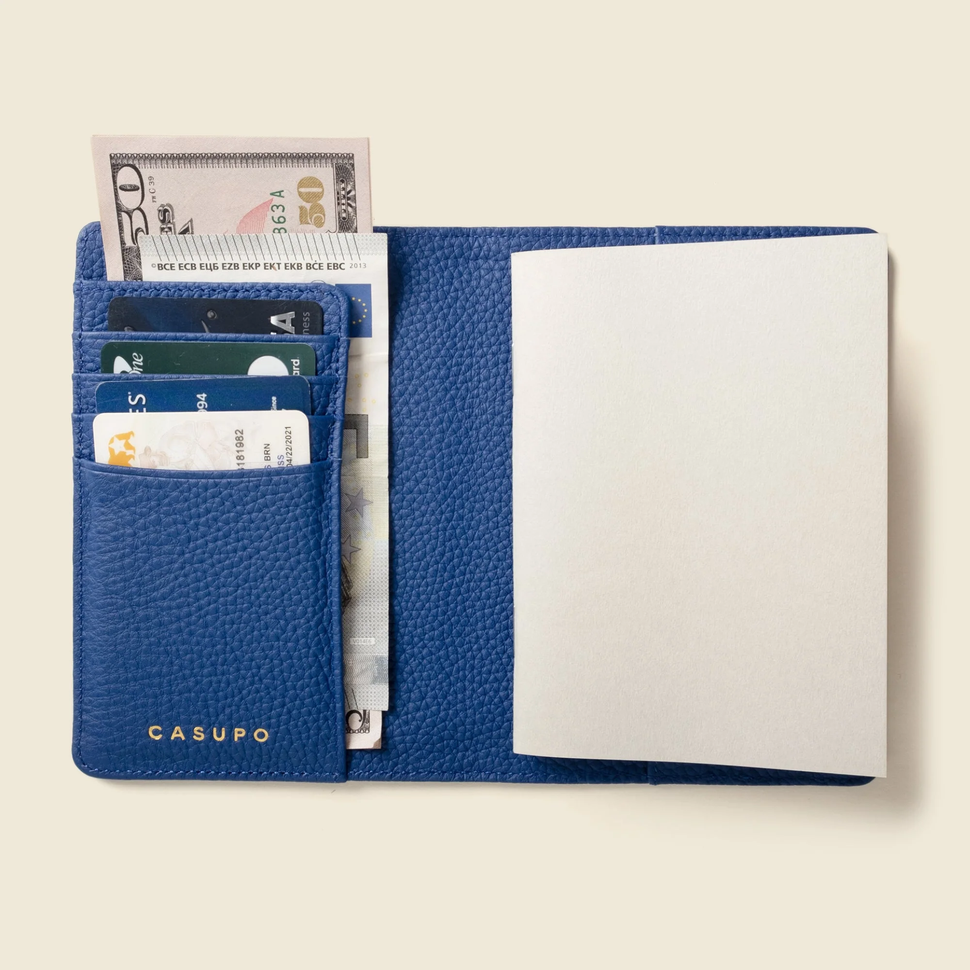 Leather Passport Wallet with RFID Shield - Cobalt - Image 5