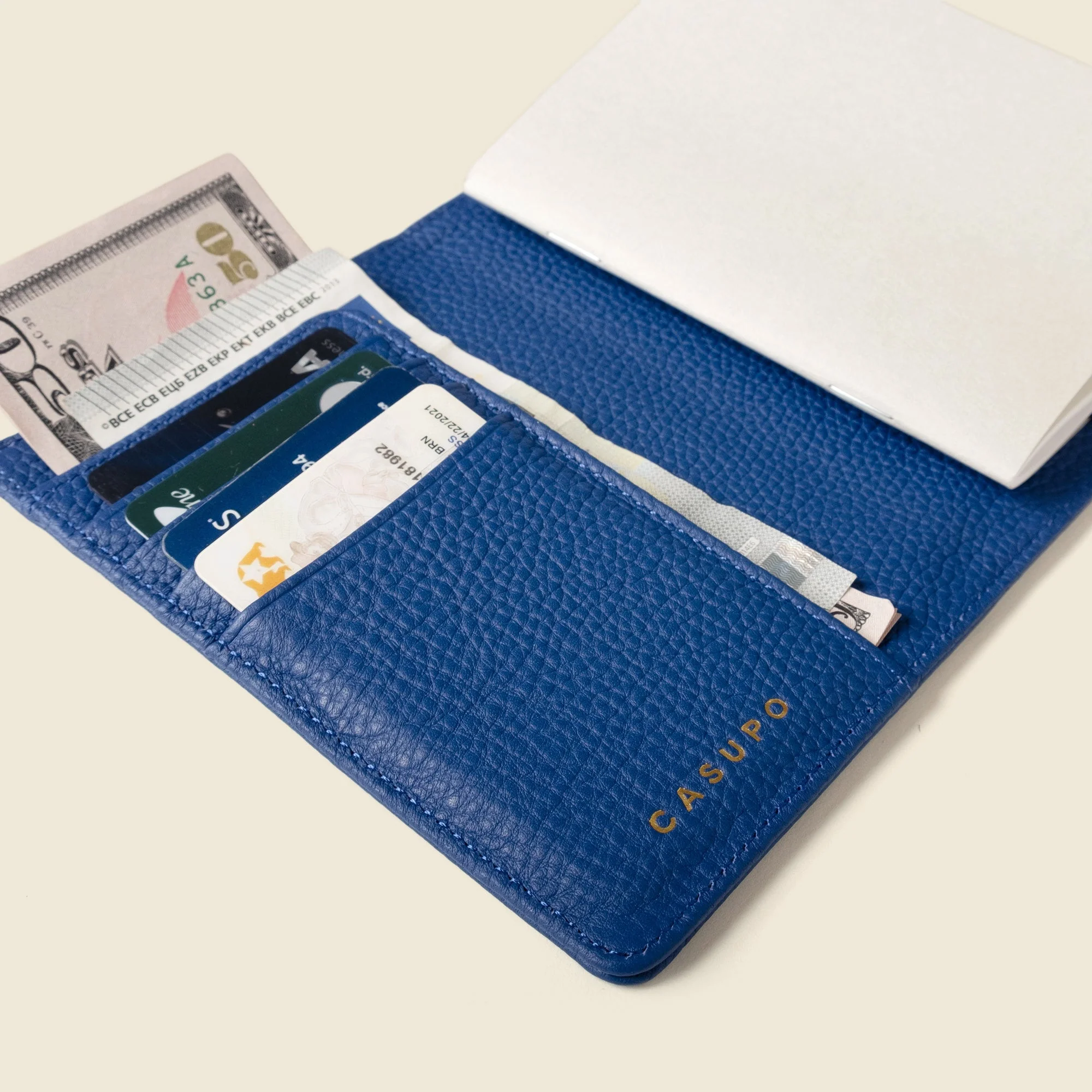 Leather Passport Wallet with RFID Shield - Cobalt - Image 7