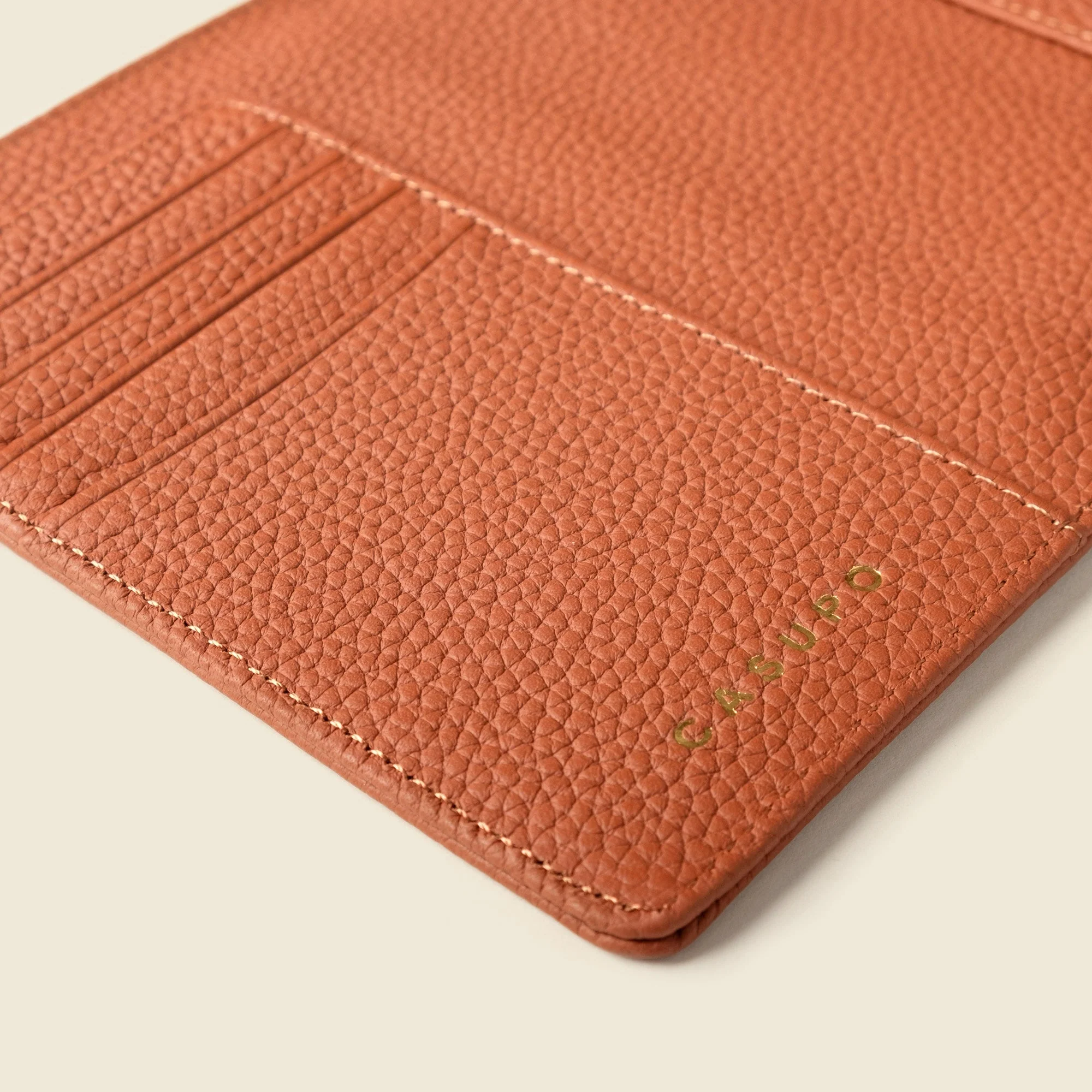 Leather Passport Wallet with RFID - Tan - Image 5