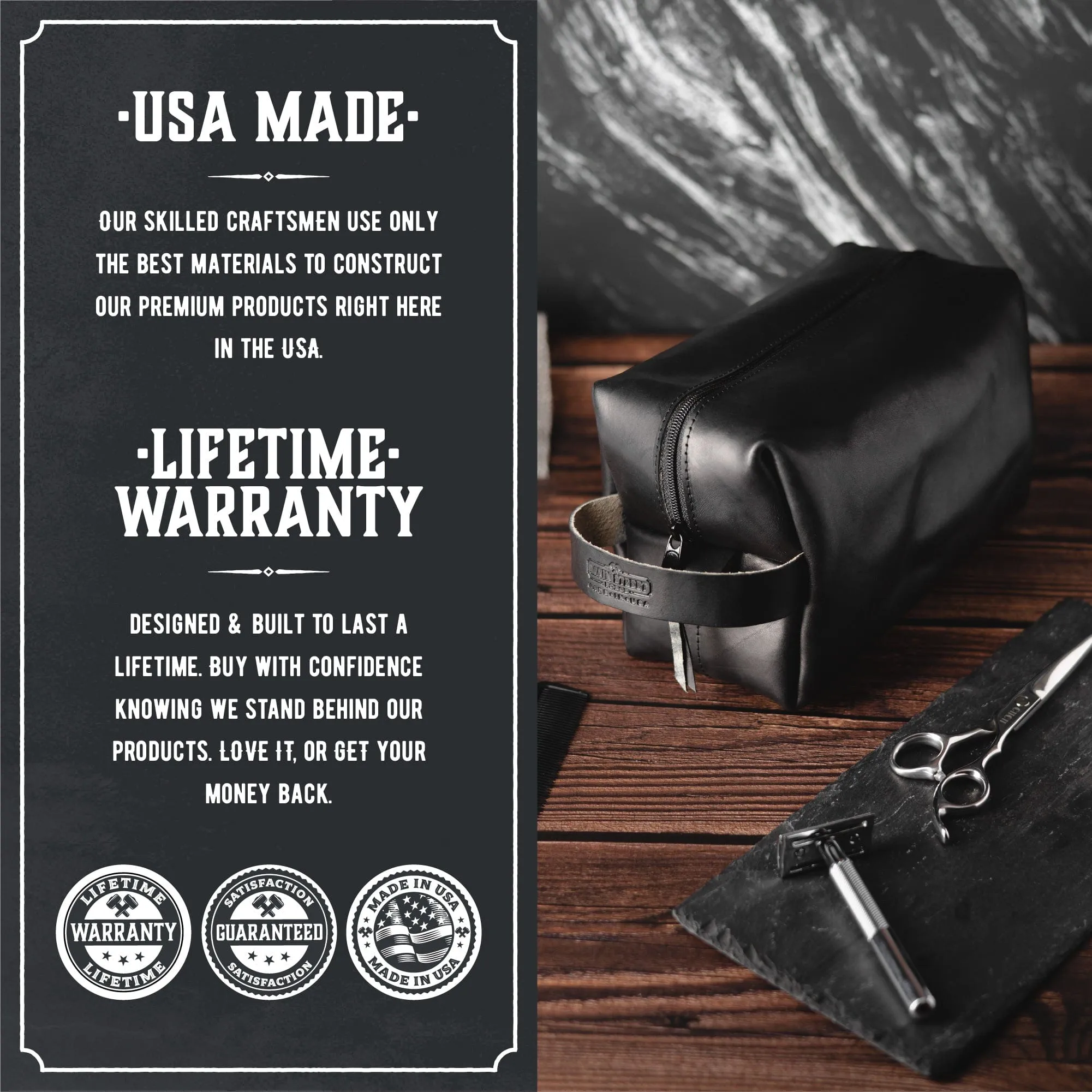 Leather Toiletry Bag for Men | Dopp Kit / Travel Pack - Image 6