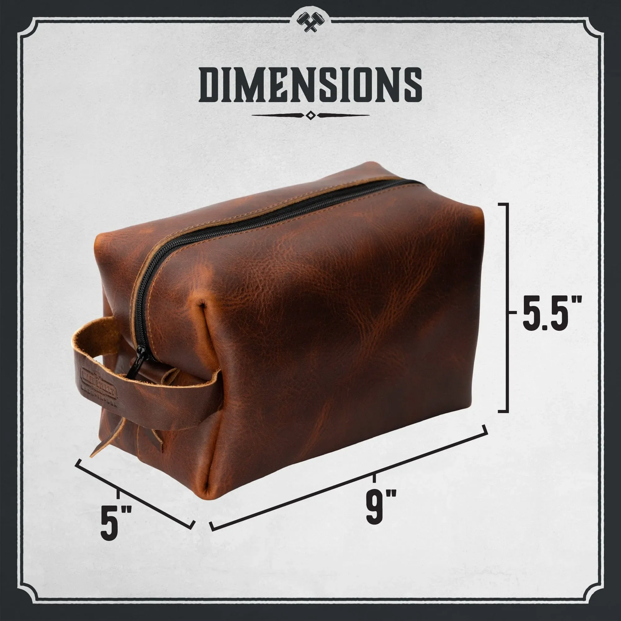 Leather Toiletry Bag for Men | Dopp Kit / Travel Pack - Image 7
