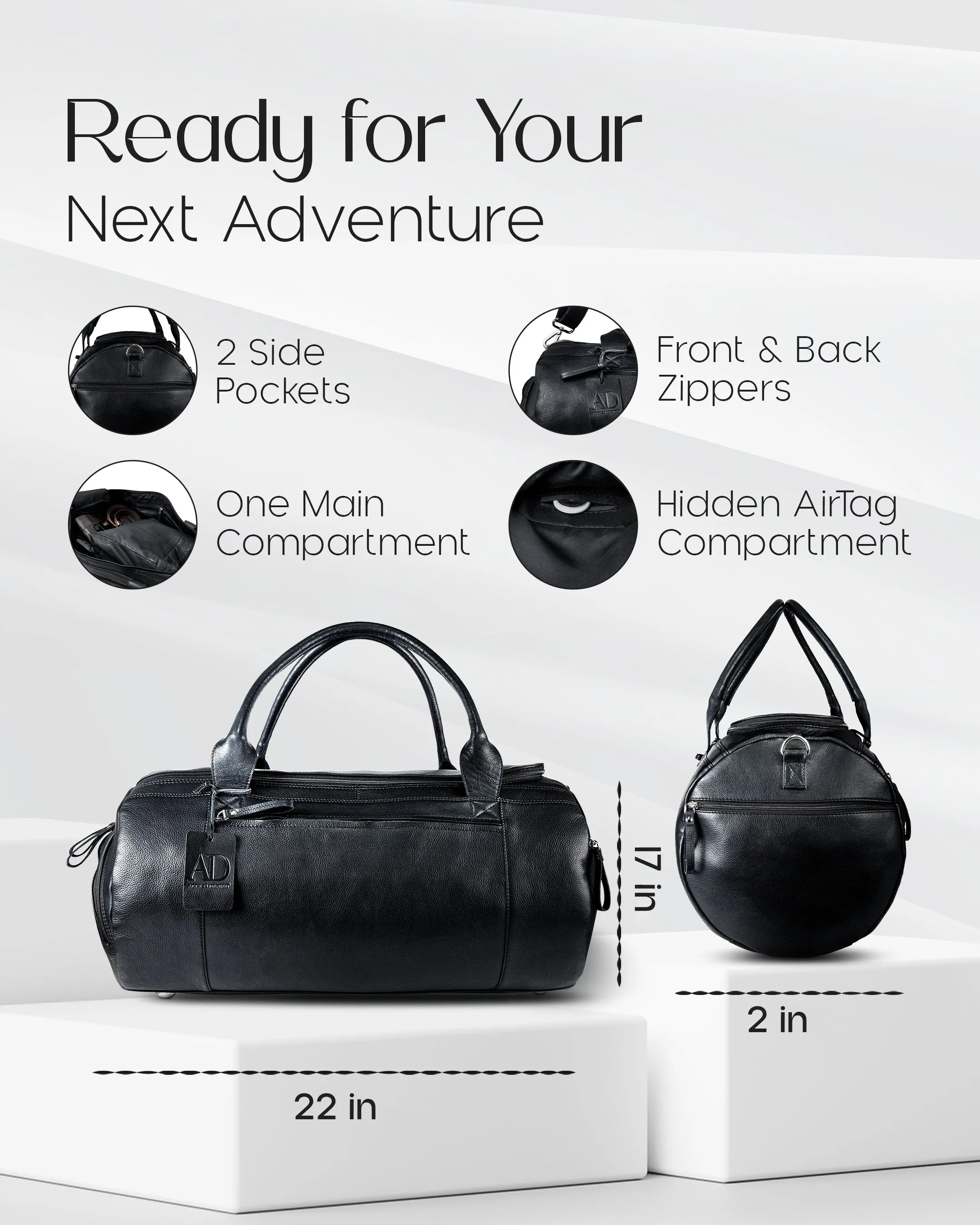 Leather Travel Duffel Bag - Image 3
