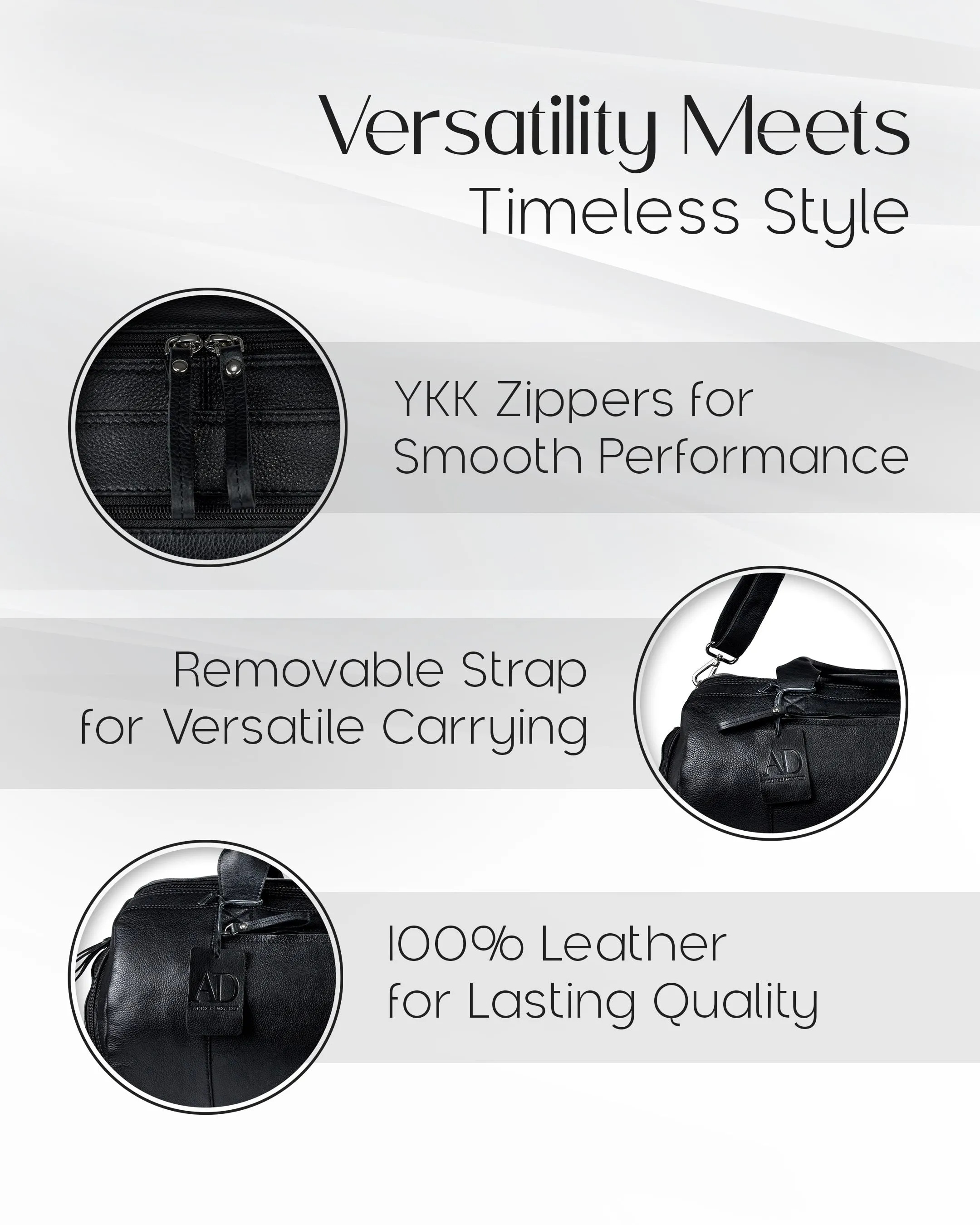 Leather Travel Duffel Bag - Image 6