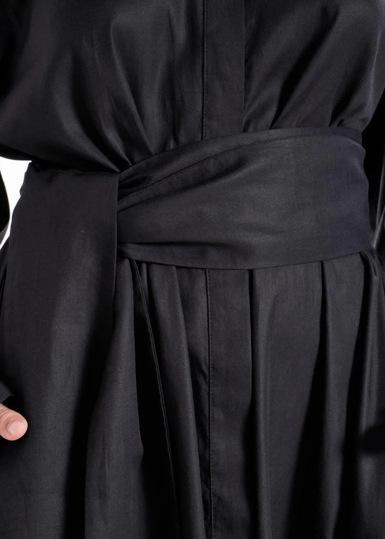 Lightweight And Breathable Deep Black Set With Maxi Button Down And Palazzo Pants - Image 8