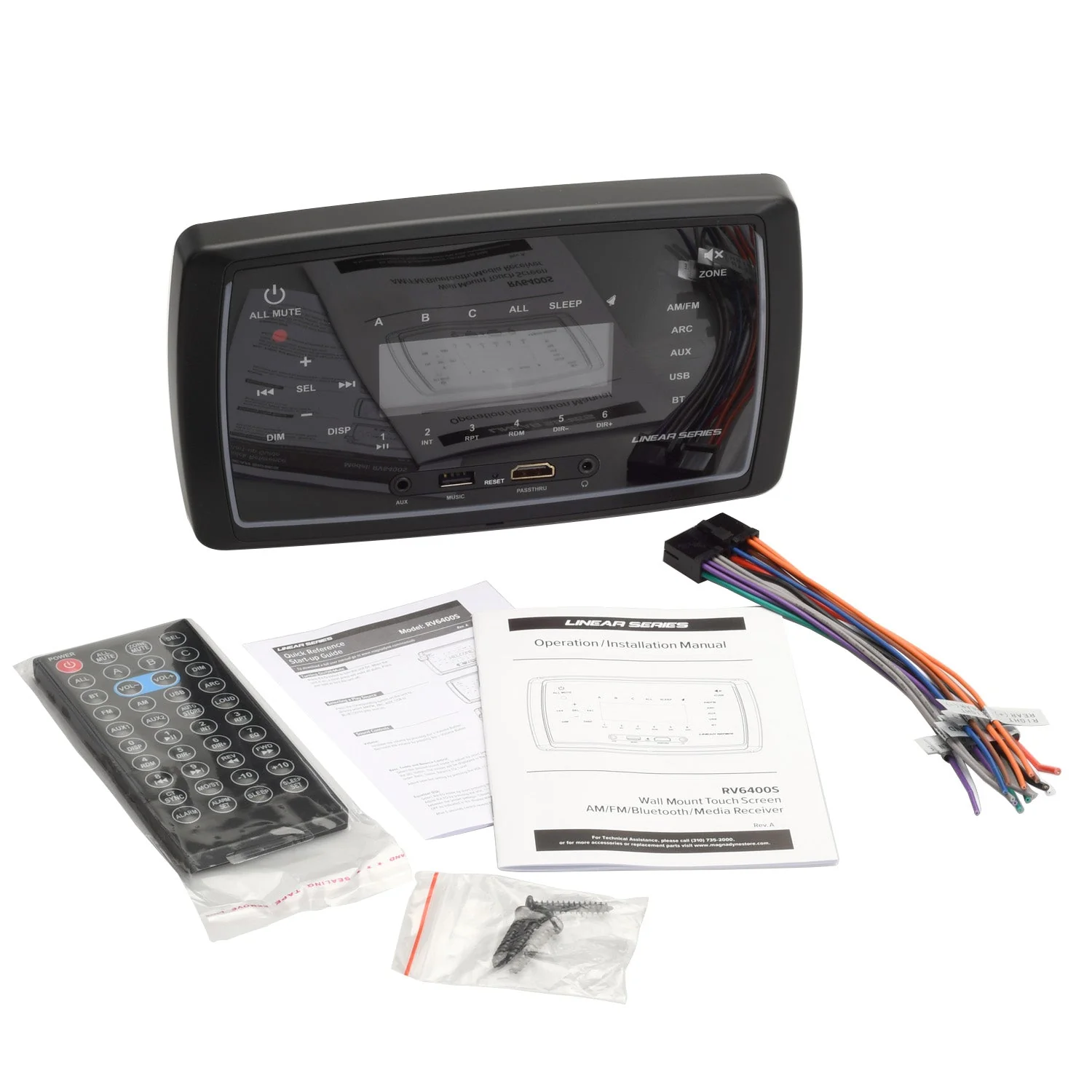 Linear Series RV6400S | Wall Mount Touch Screen Single Din AM/FM/BT/3-Zone Receiver - Image 6
