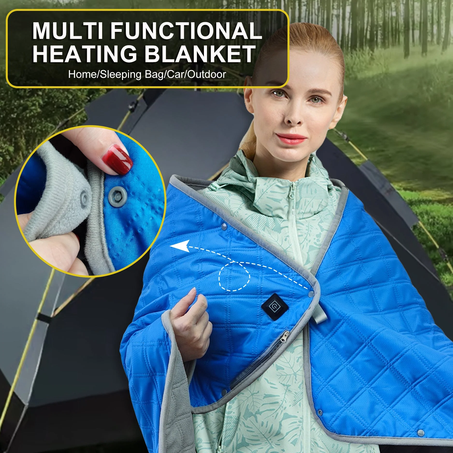 LITEGUEST Heated Camping Blanket Polar Fleece Waterproof USB-Powered