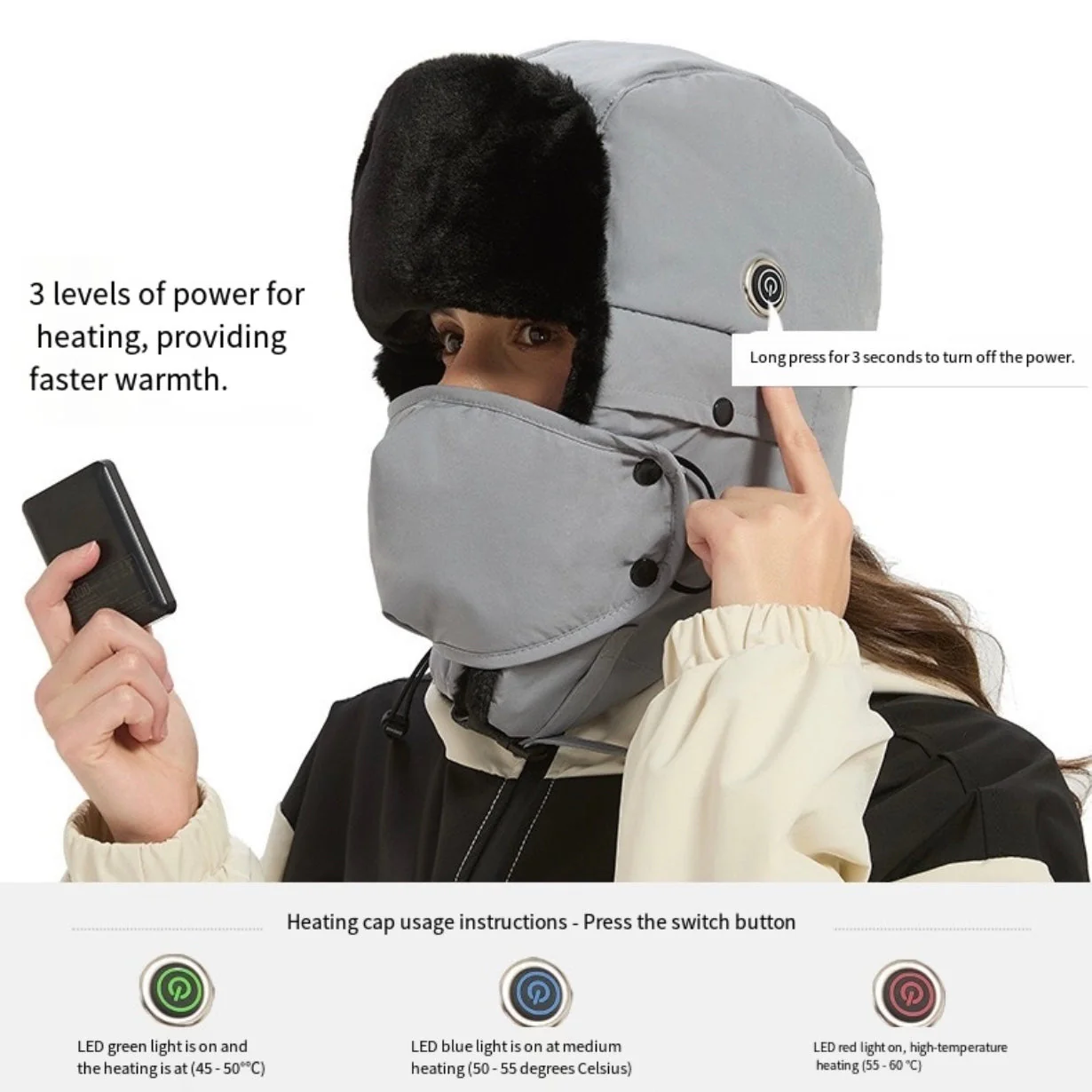 LITEGUEST Heated Trapper Hat – USB Rechargeable Winter Hat for Outdoor - Image 10