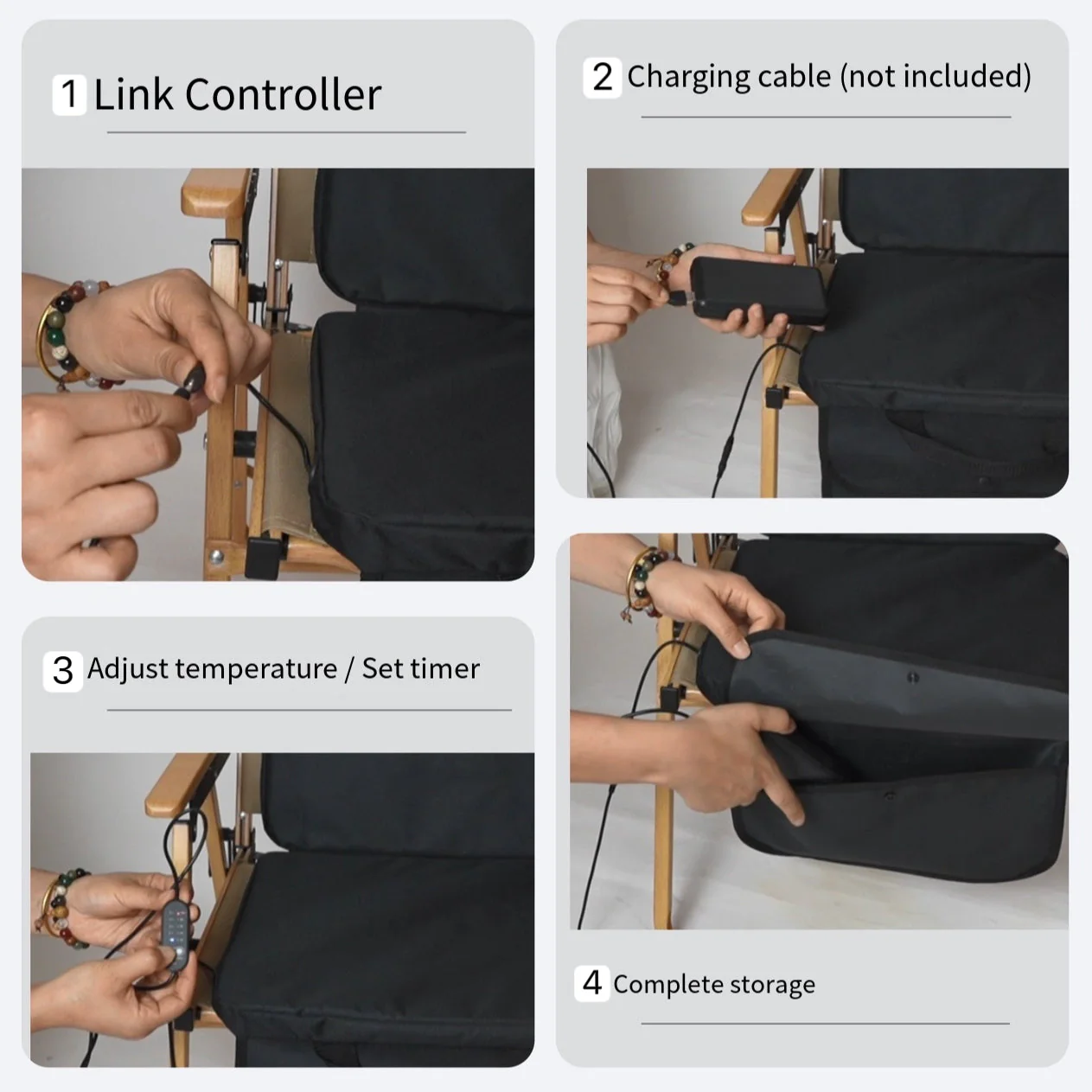 LITEGUEST USB Heated Stadium Seat Cushion with Backrest - Image 4