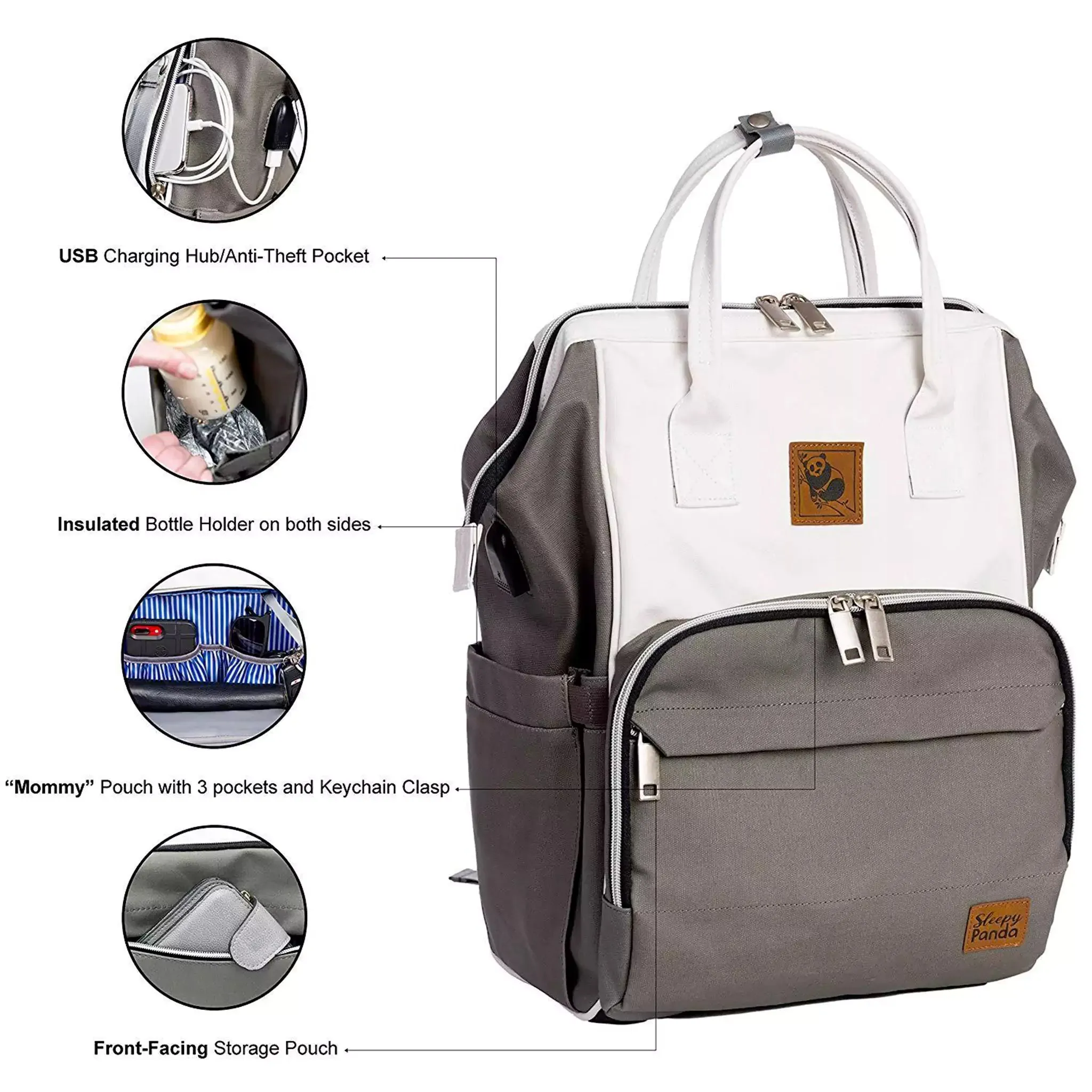 Lizzie Canvas Diaper Backpack | Mommy Bag - Image 4