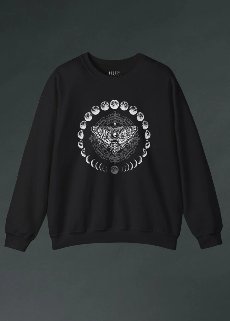 Lunar Vibes Moth Moon Gothic Sweatshirt - Image 2