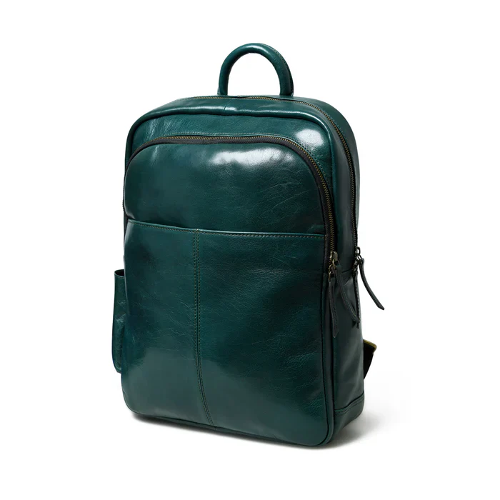 Luxury Italian Leather Backpack, Green - Image 2