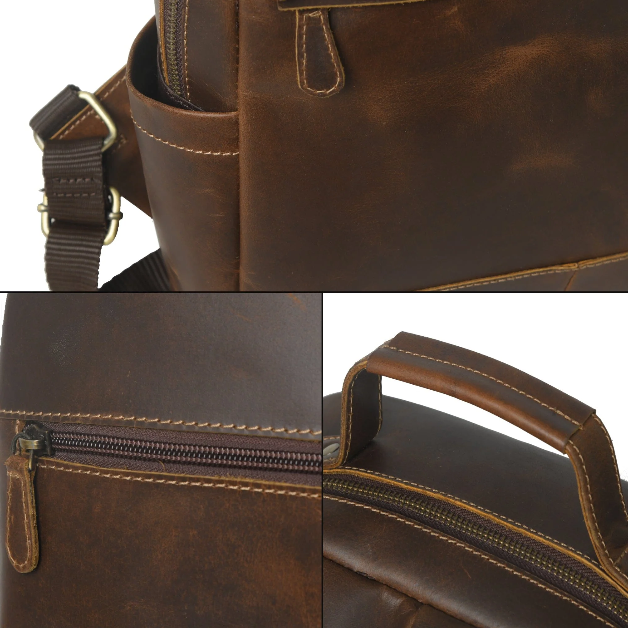 MaheTri Cambridge Unisex Buffalo Leather Backpack - Image 11