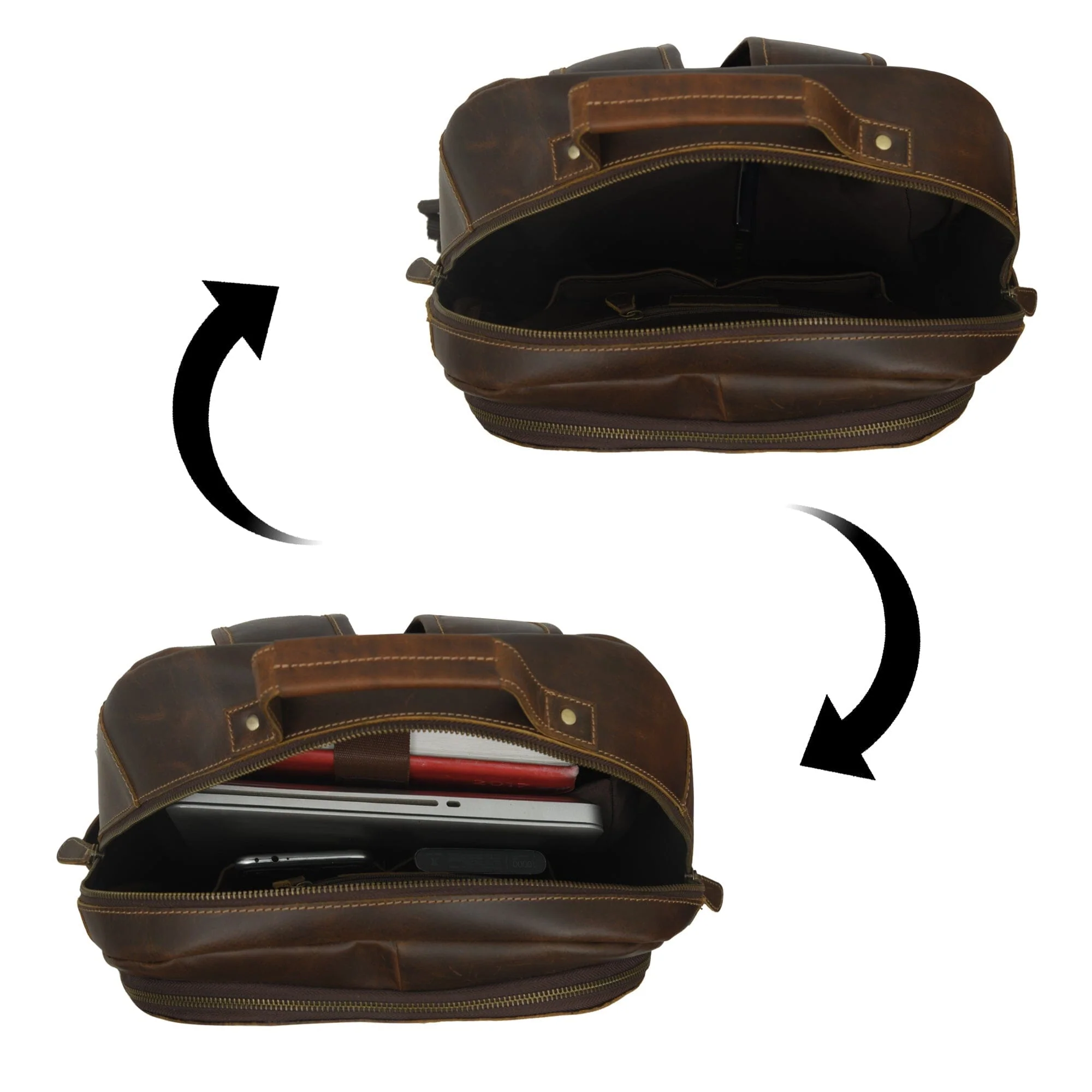 MaheTri Cambridge Unisex Buffalo Leather Backpack - Image 13